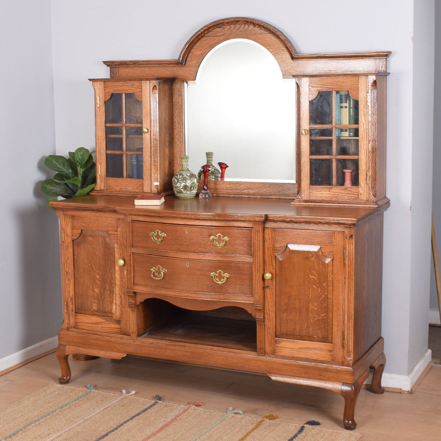 Solid Oak Mirrored Sideboard