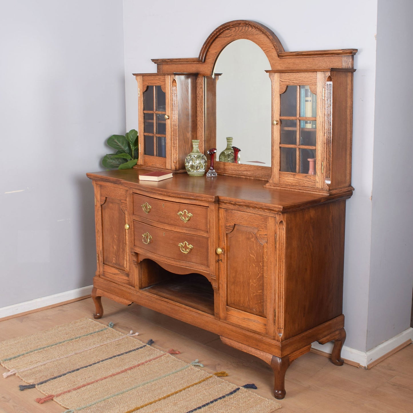 Solid Oak Mirrored Sideboard