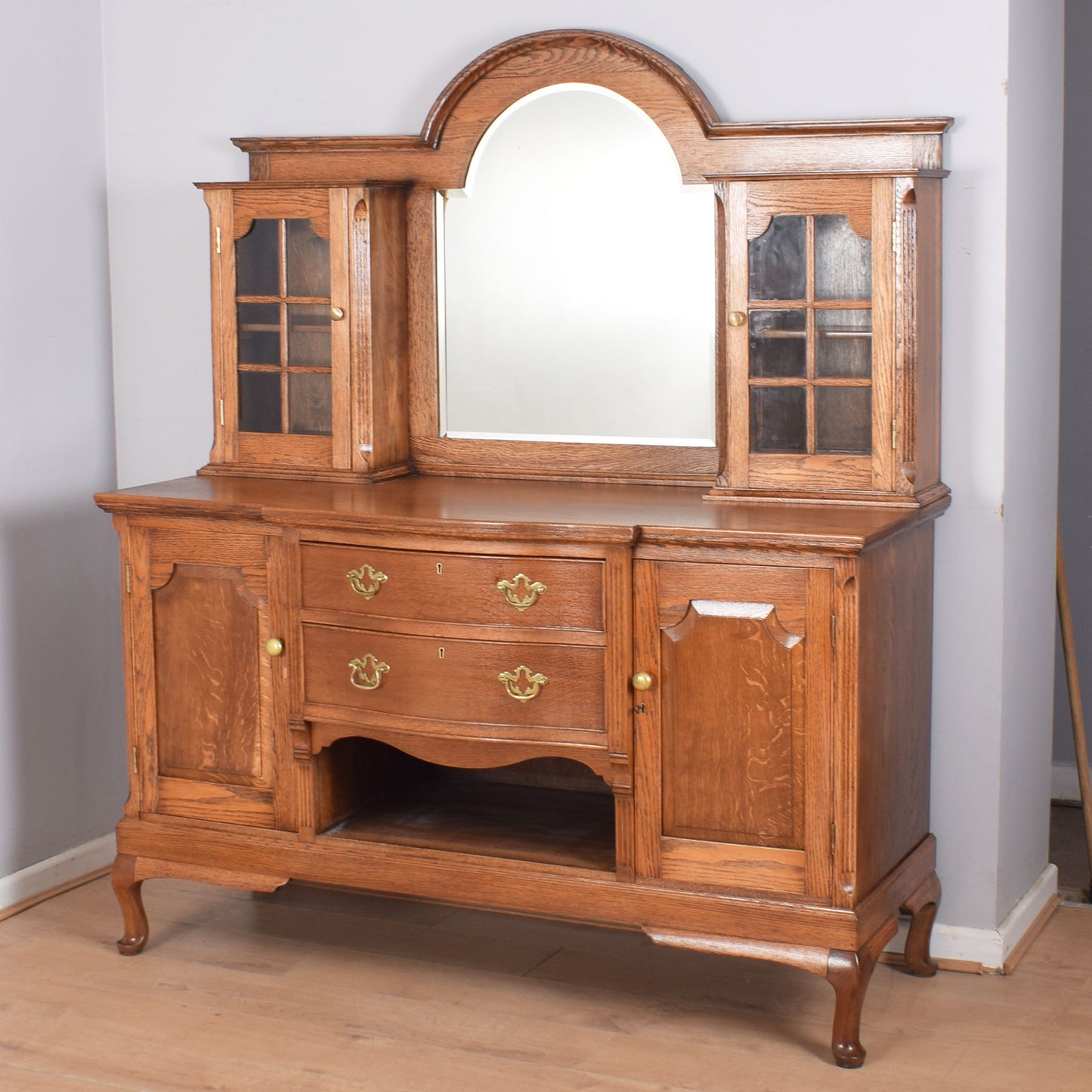 Solid Oak Mirrored Sideboard