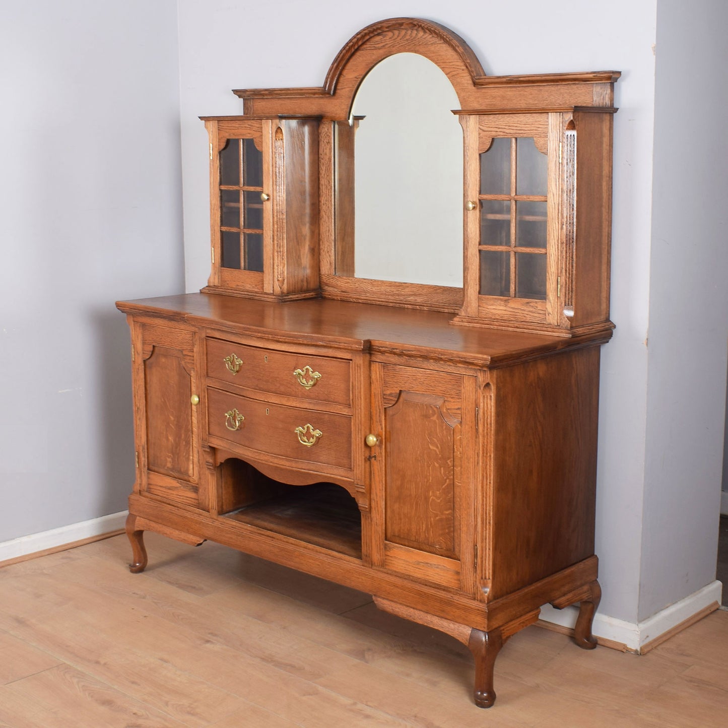 Solid Oak Mirrored Sideboard