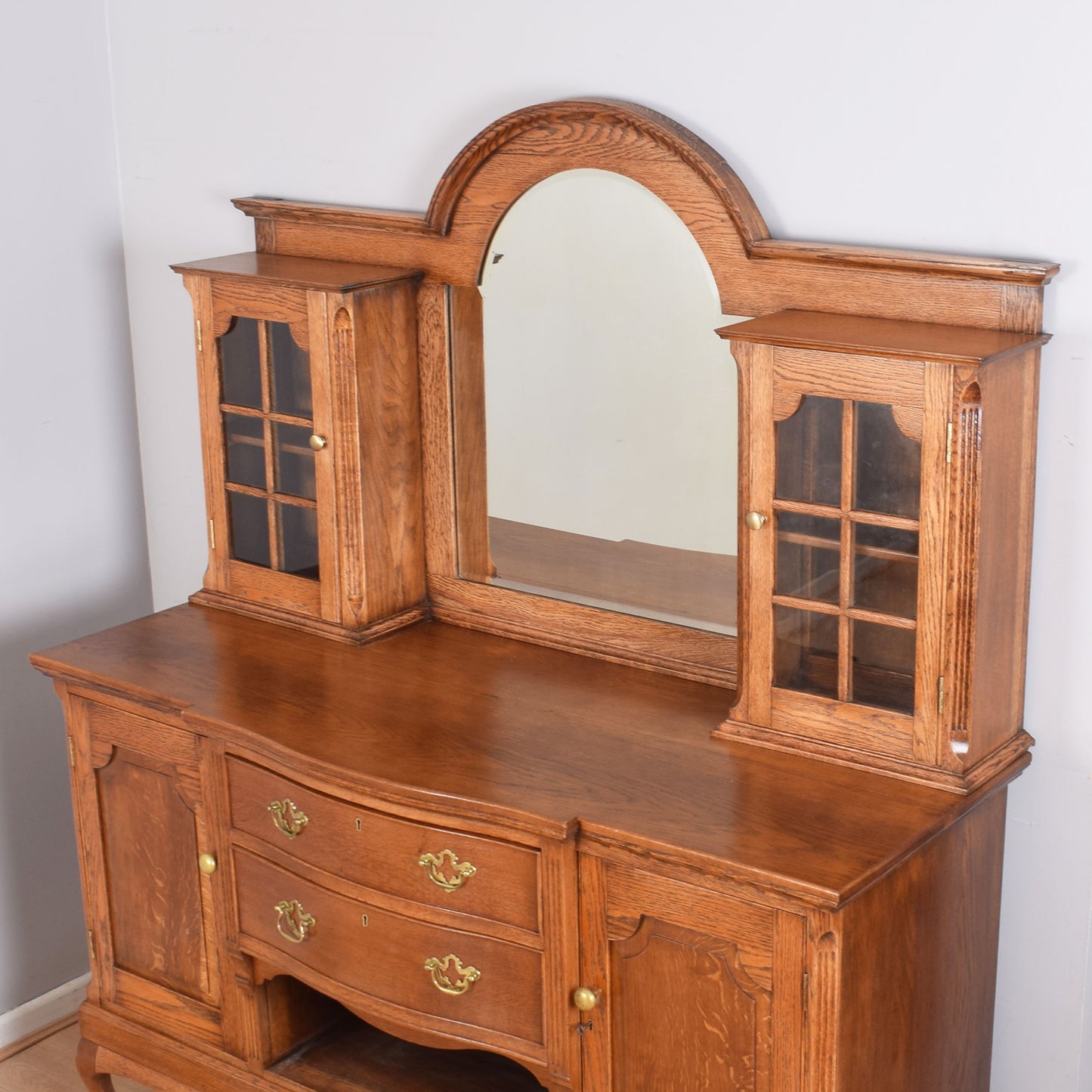 Solid Oak Mirrored Sideboard