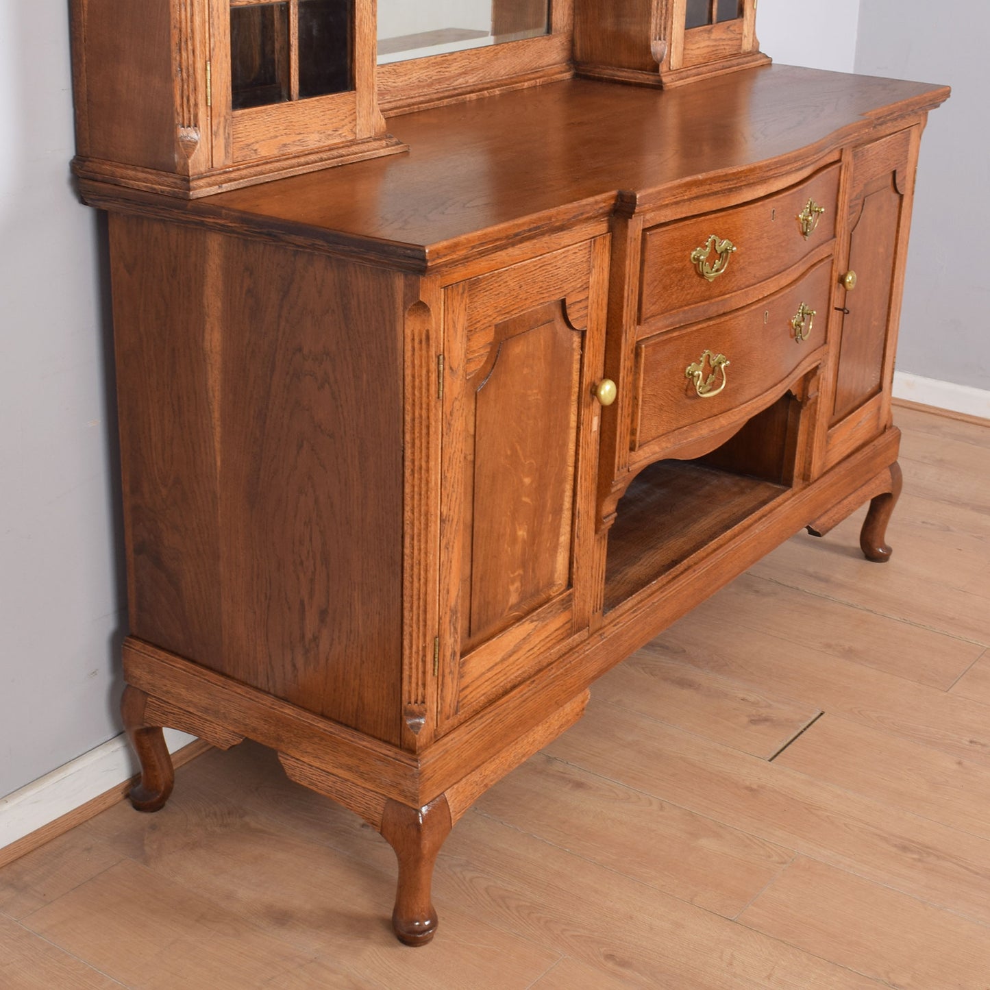 Solid Oak Mirrored Sideboard