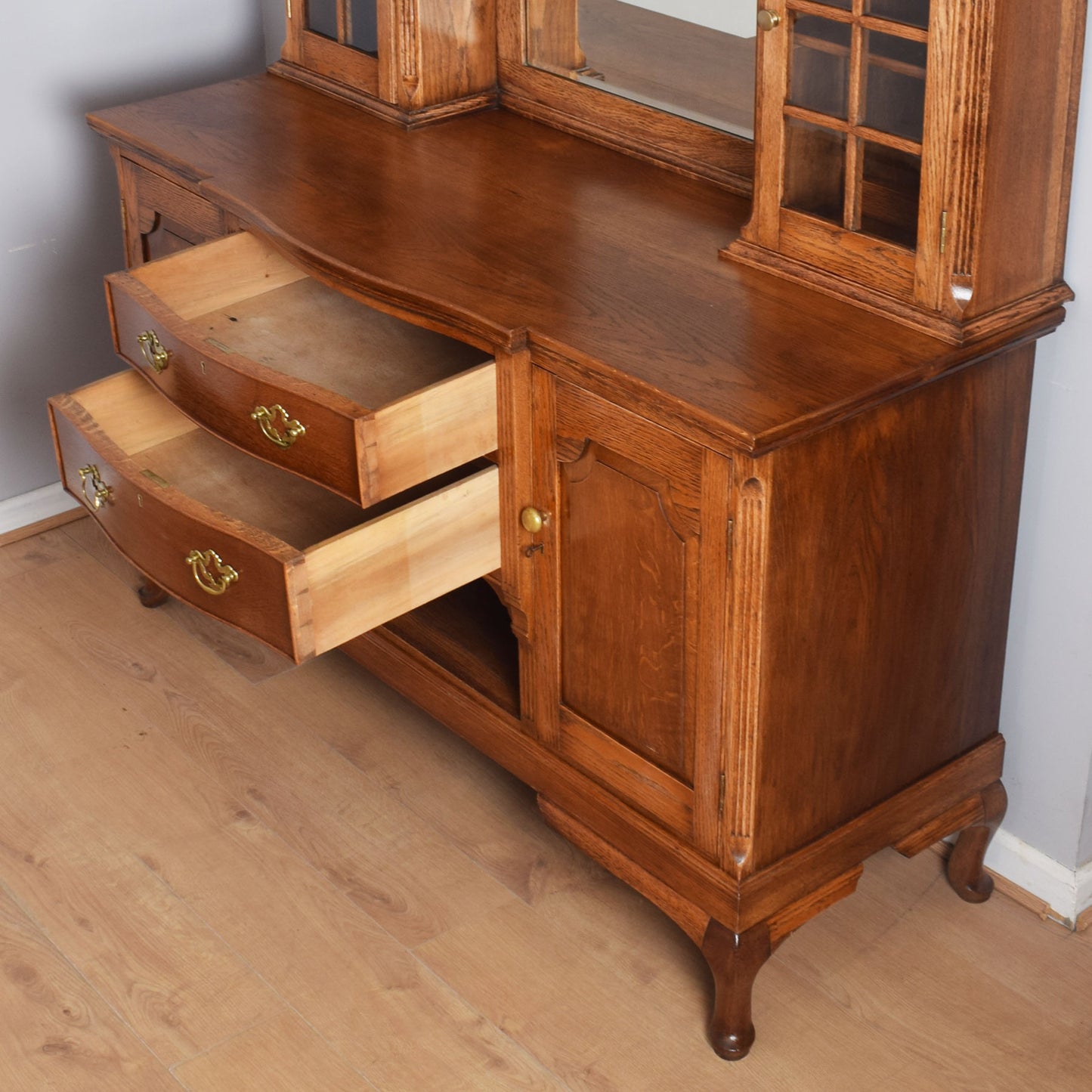 Solid Oak Mirrored Sideboard