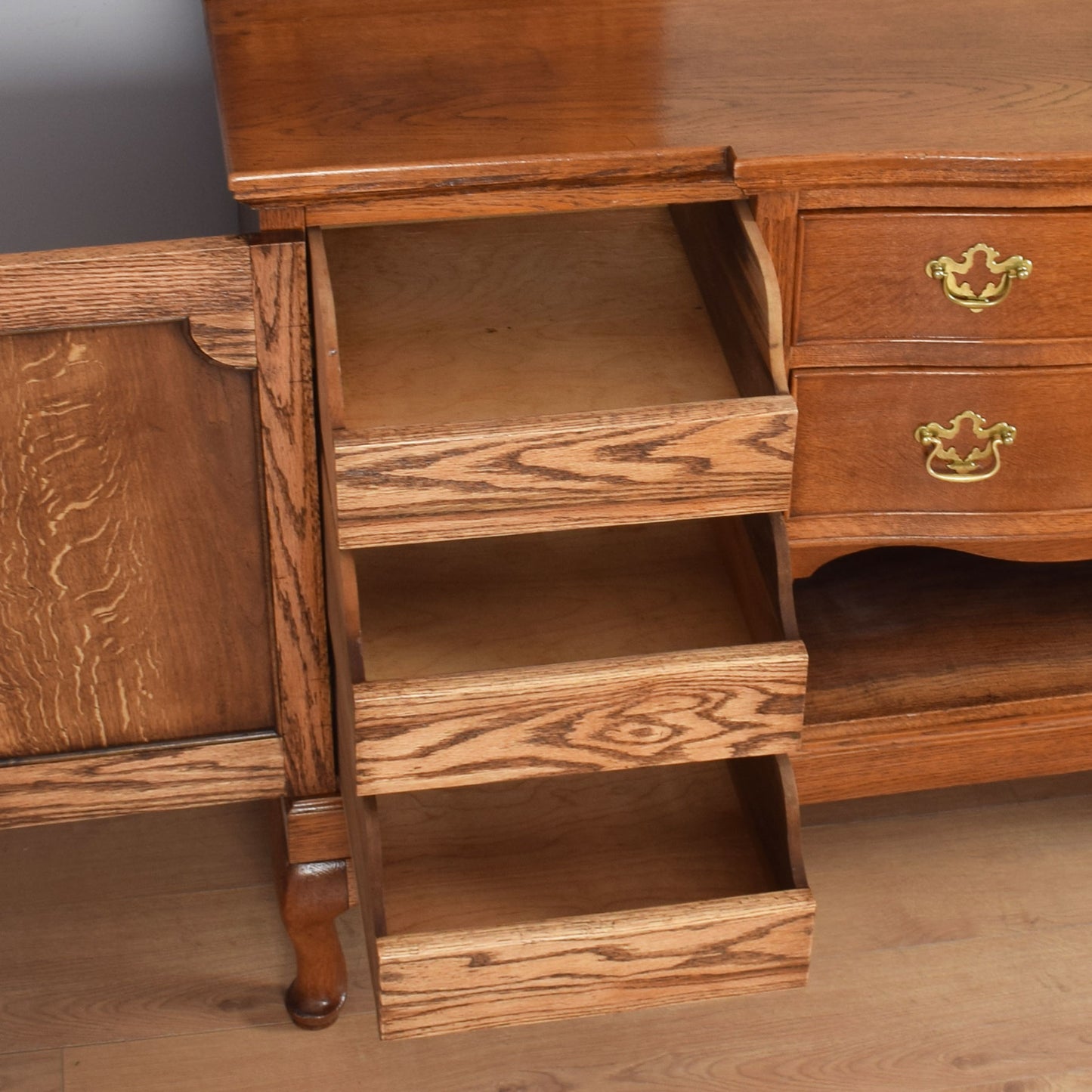 Solid Oak Mirrored Sideboard