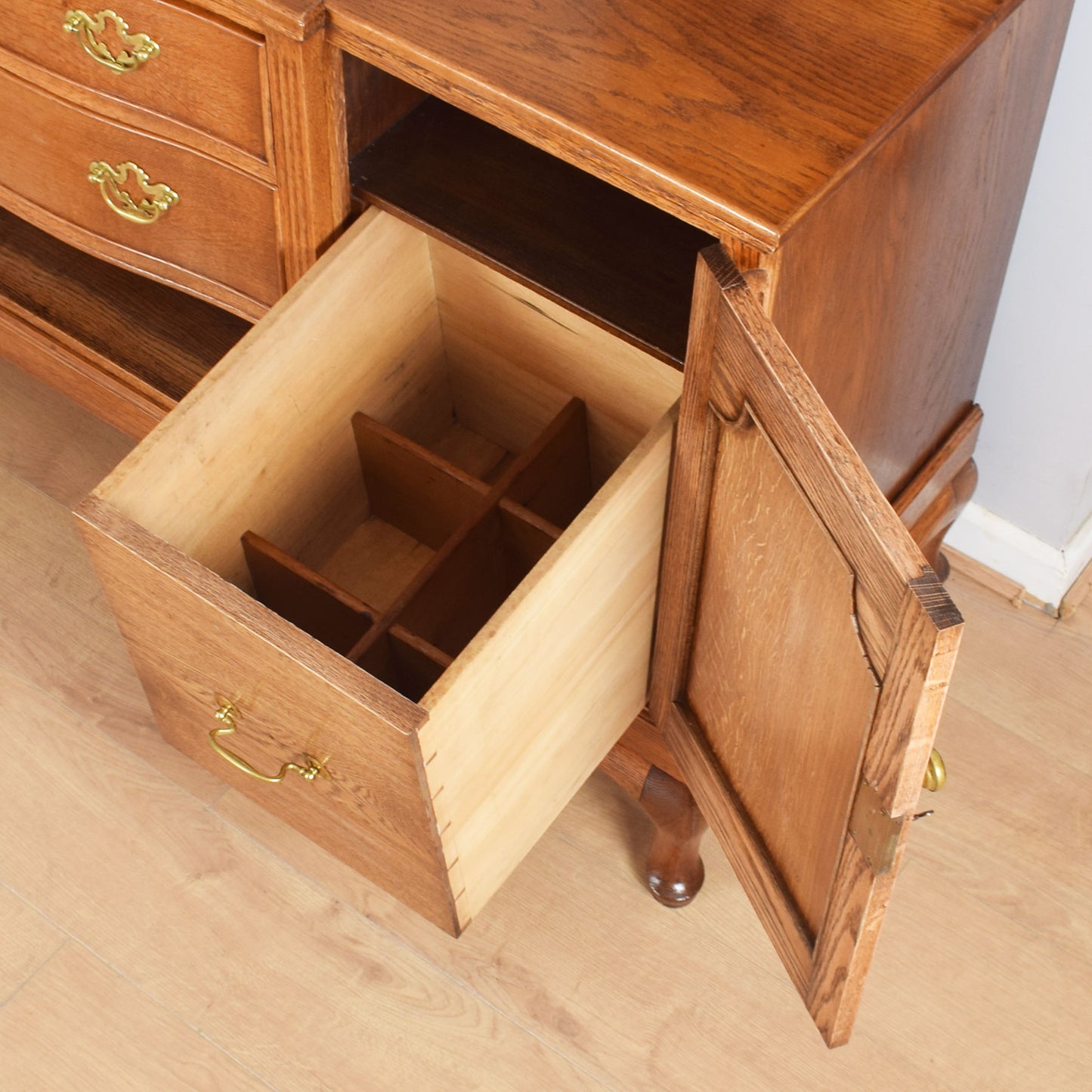 Solid Oak Mirrored Sideboard