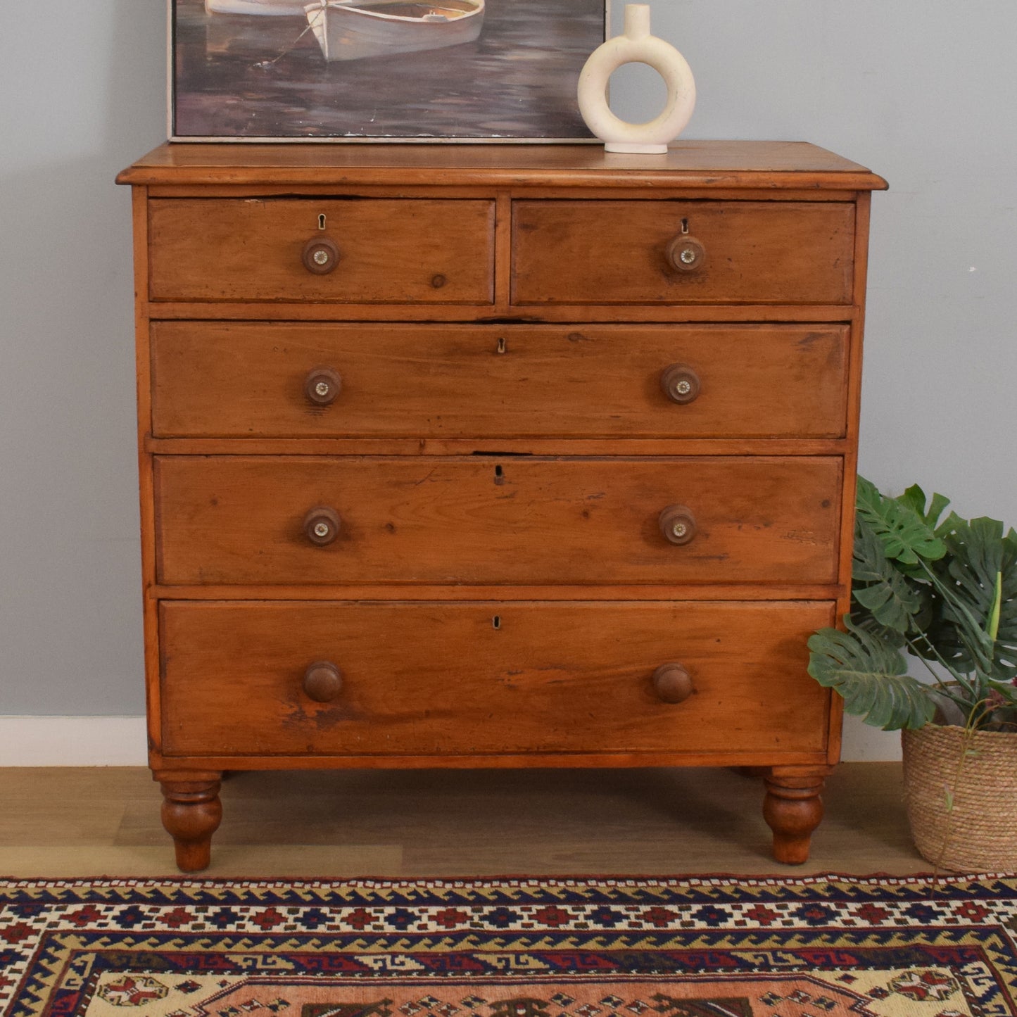 Large Rustic Pine Chest of Drawers