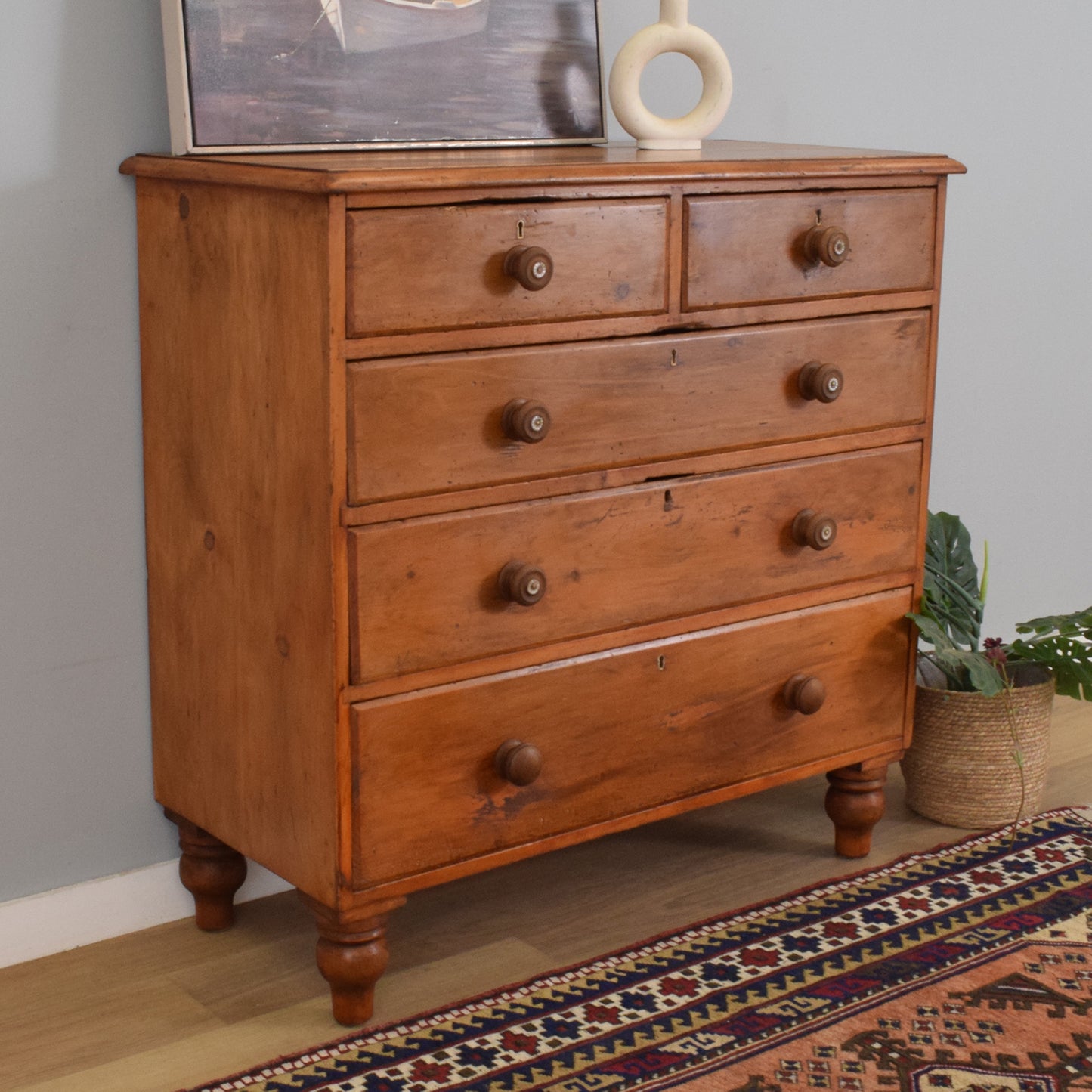 Large Rustic Pine Chest of Drawers