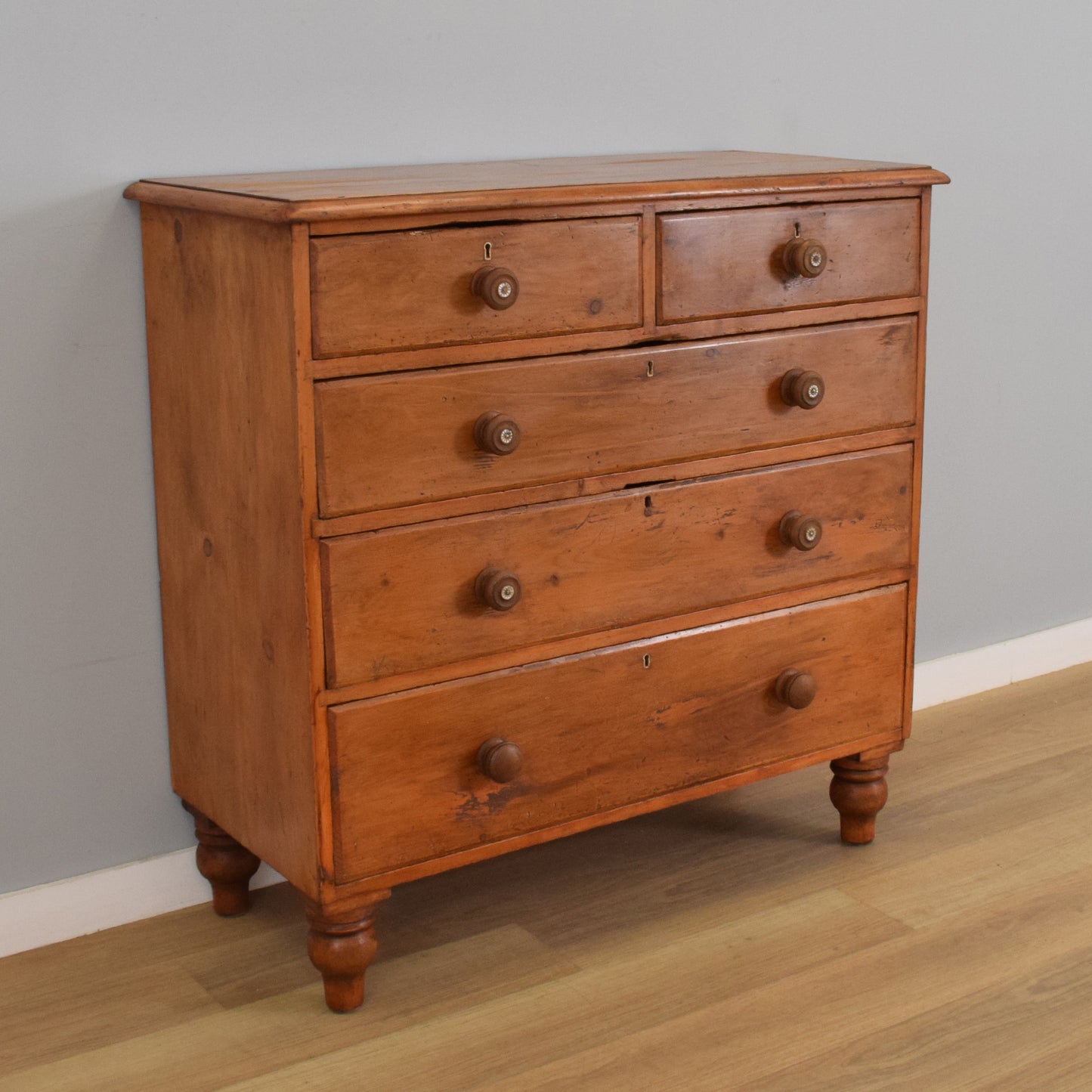 Large Rustic Pine Chest of Drawers
