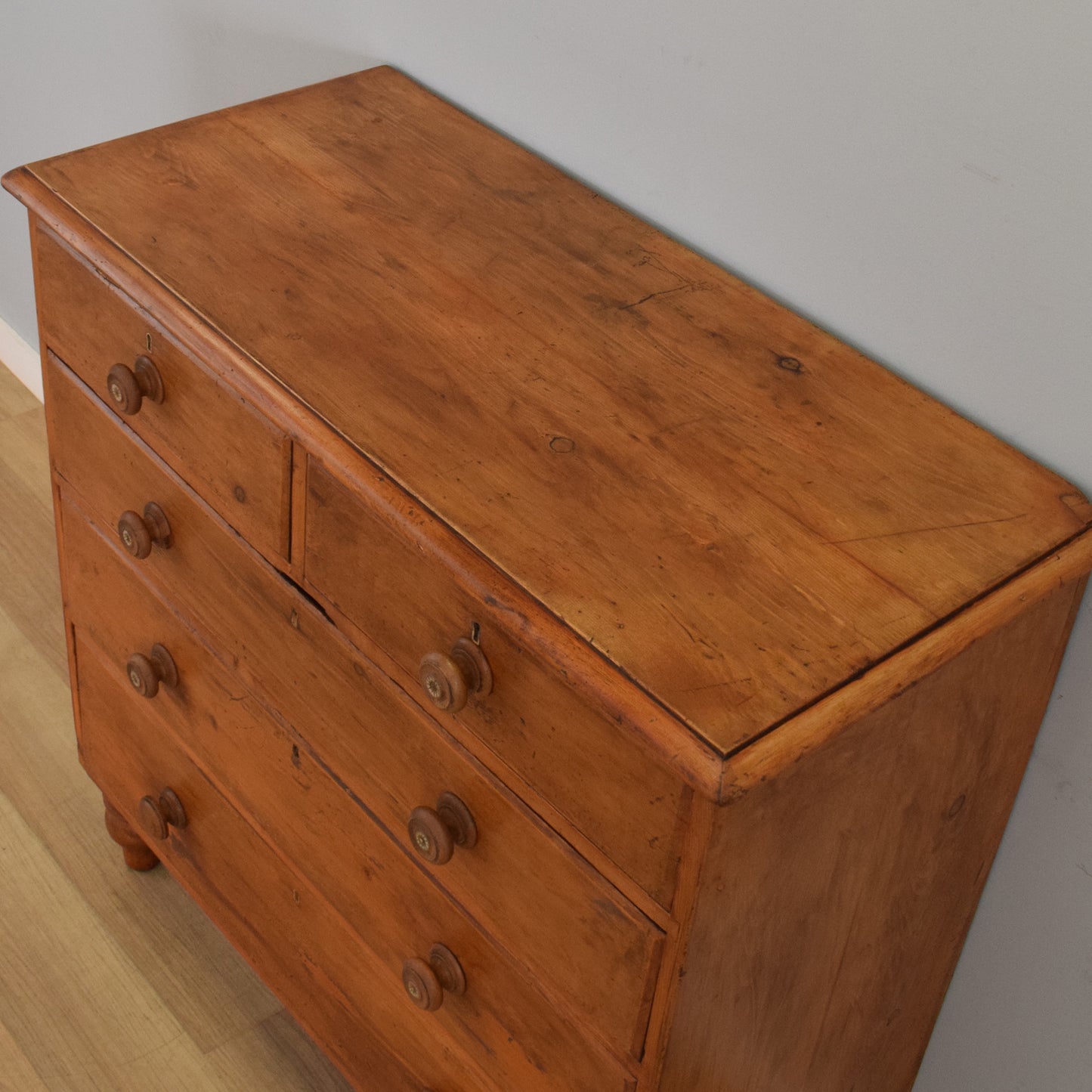 Large Rustic Pine Chest of Drawers