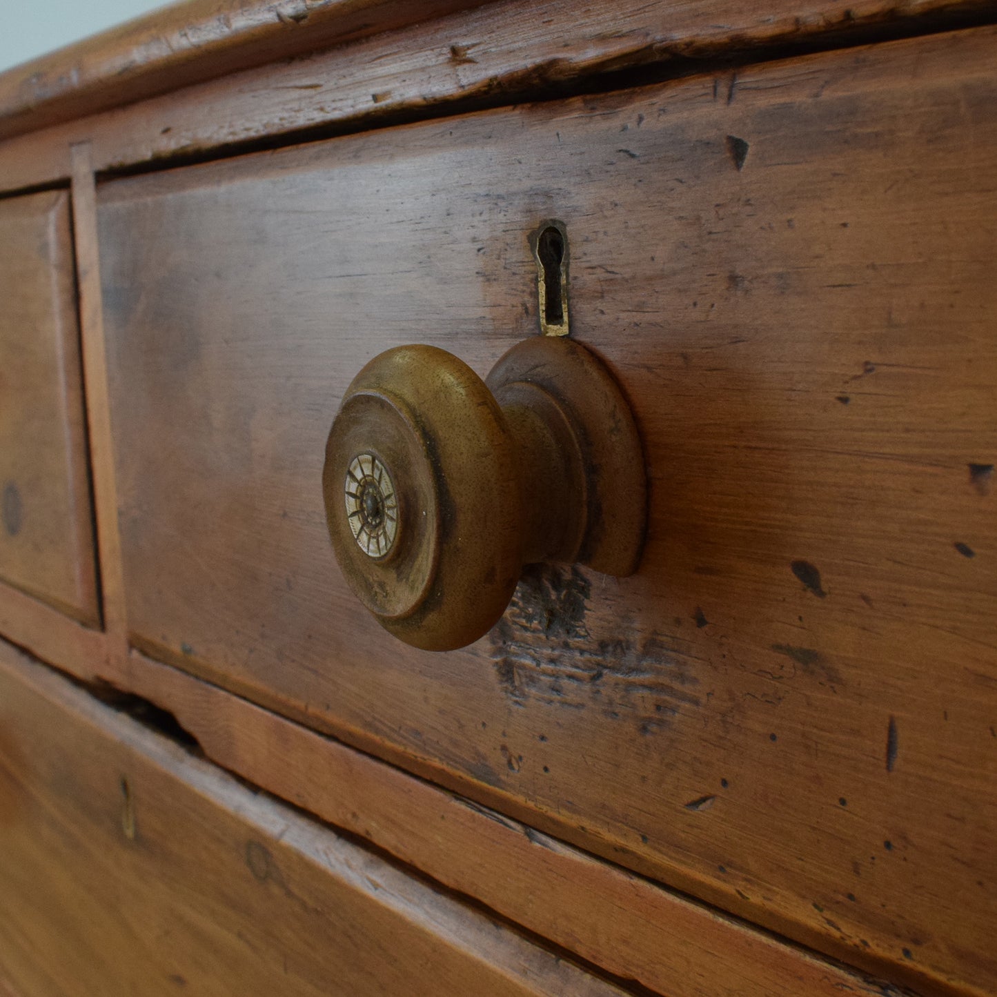Large Rustic Pine Chest of Drawers