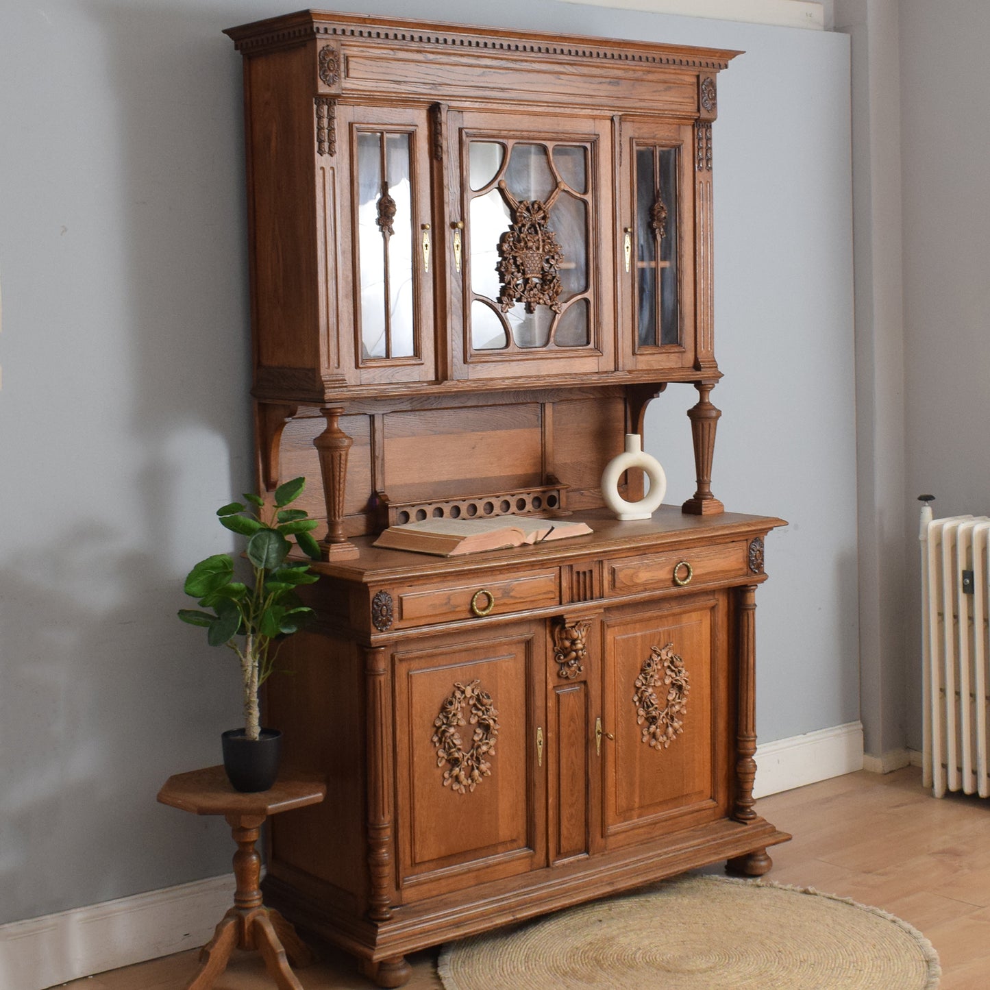 Large Carved French Buffet and Hutch