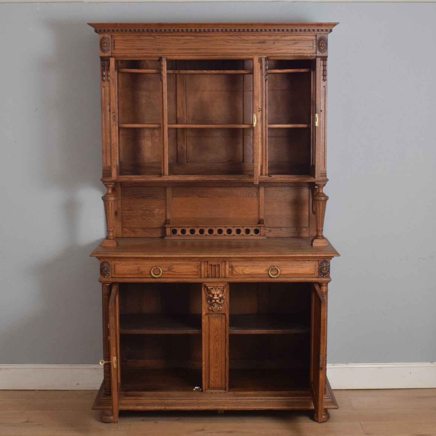 Large Carved French Buffet and Hutch