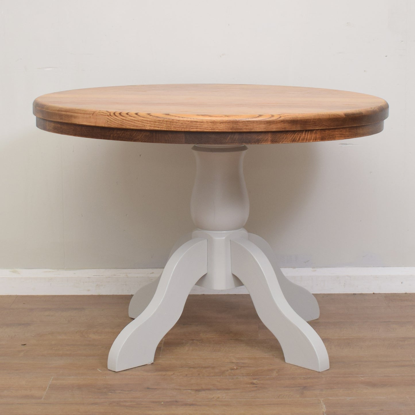 Solid Oak Round Table & Four Chairs