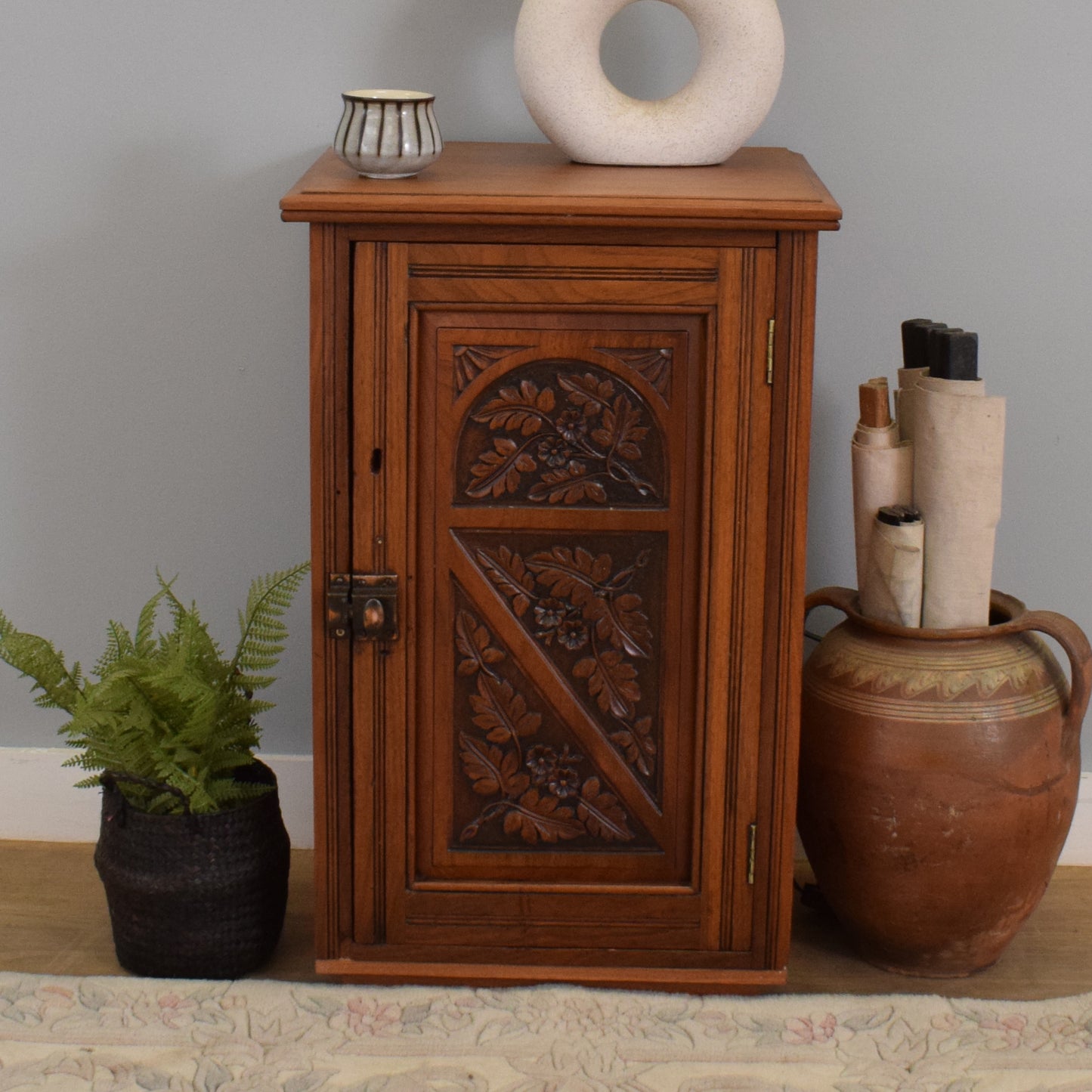 Carved Mahogany Pot Cupboard