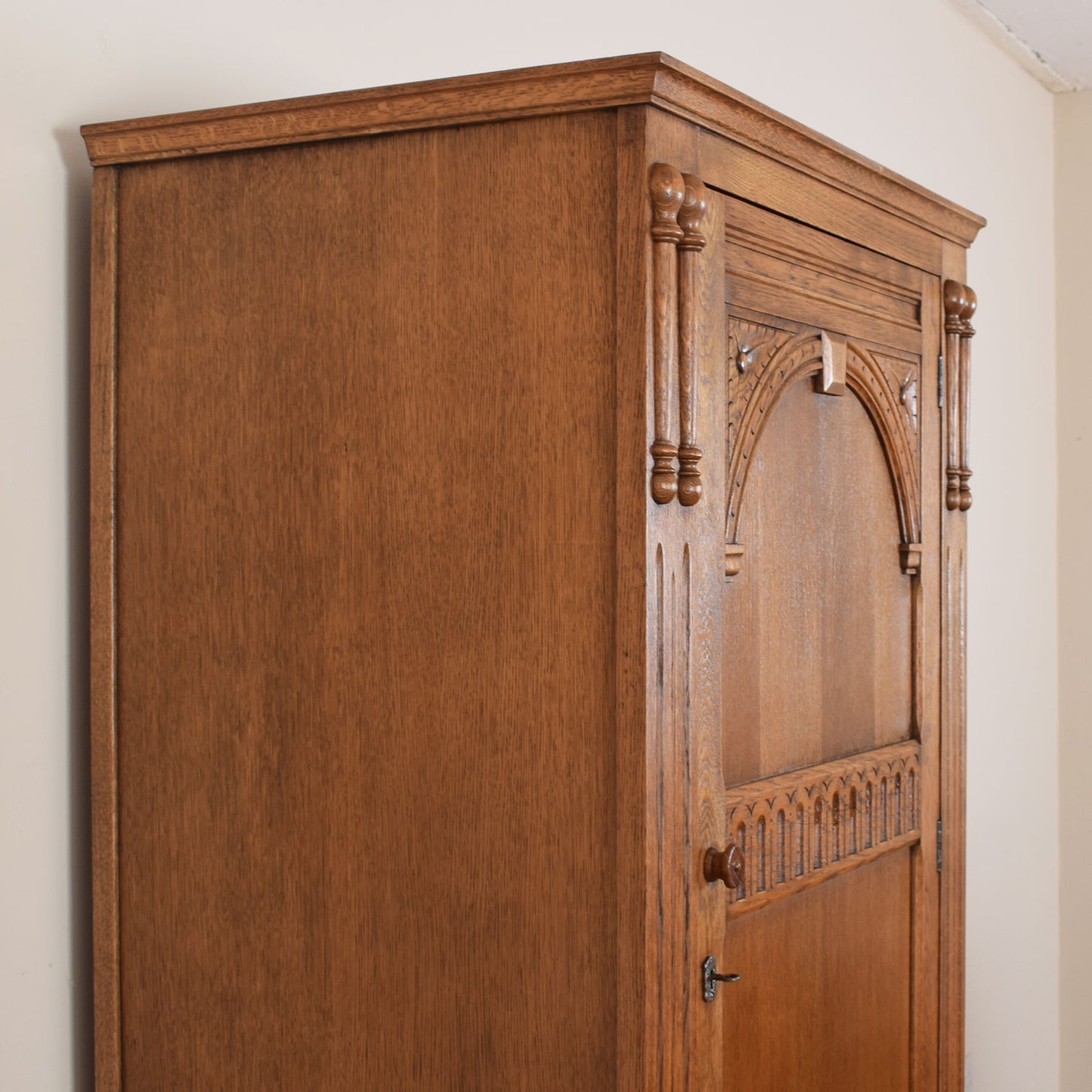 Restored Oak Single Wardrobe