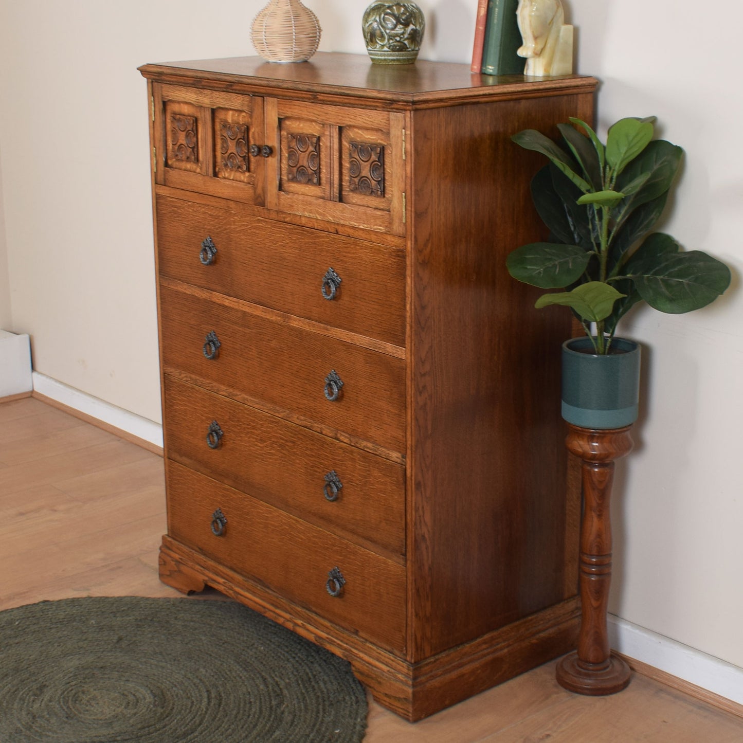 Oak Four-Drawer Tallboy