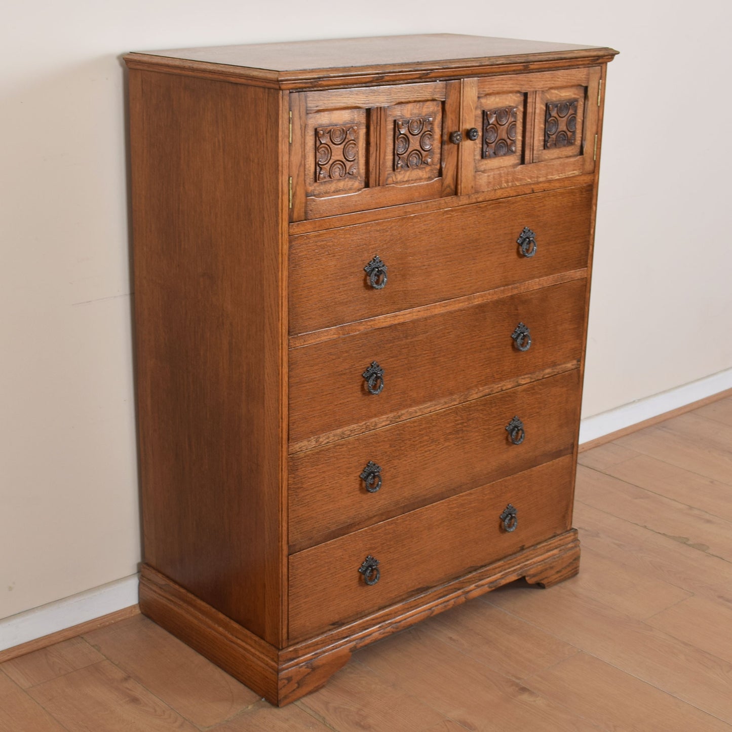 Oak Four-Drawer Tallboy