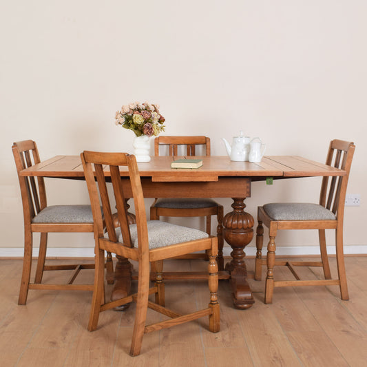 Oak Draw-leaf Dining Table & Four Chairs