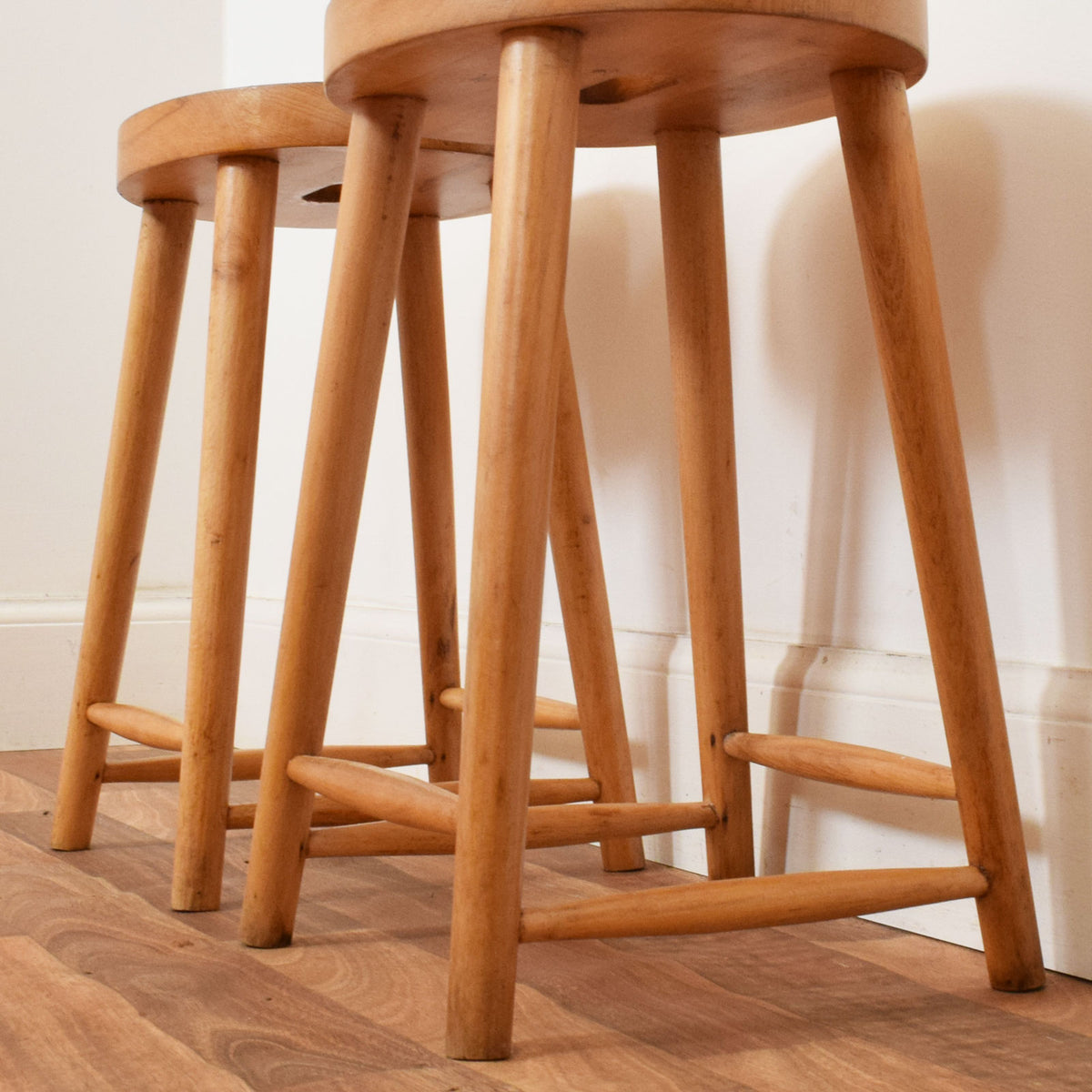 Pair of Beech Milk Stools