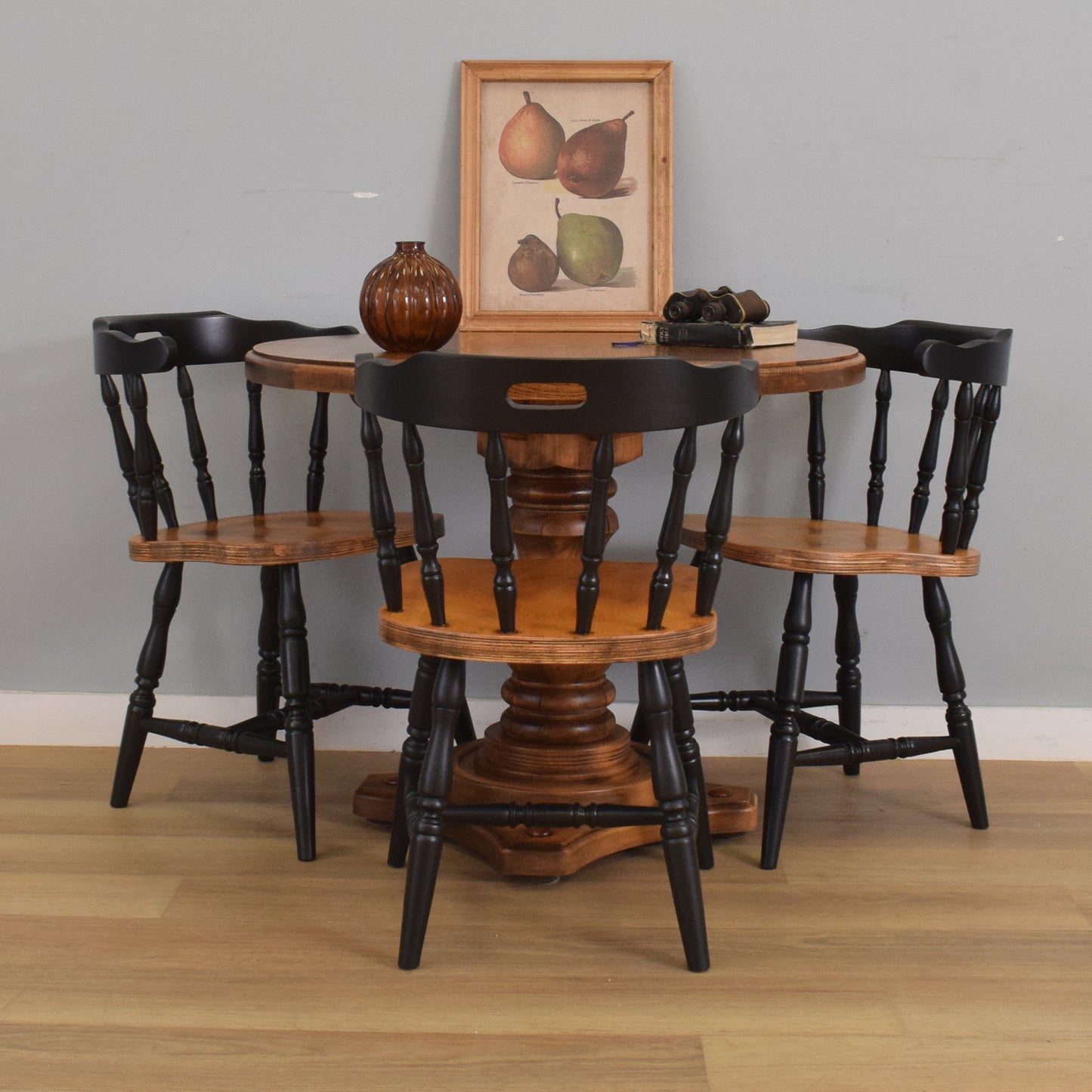 Pedestal Table and Three Chairs