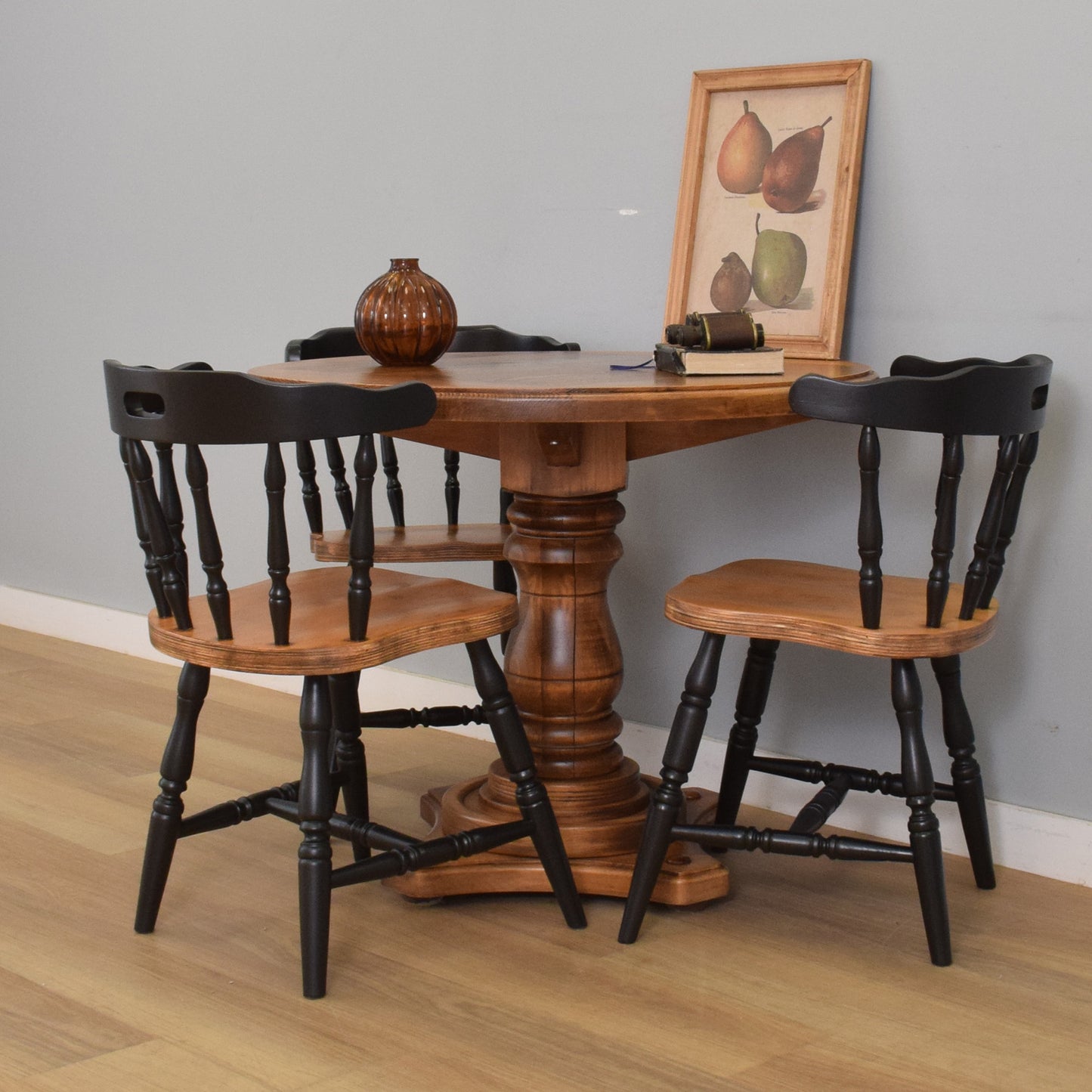 Pedestal Table and Three Chairs