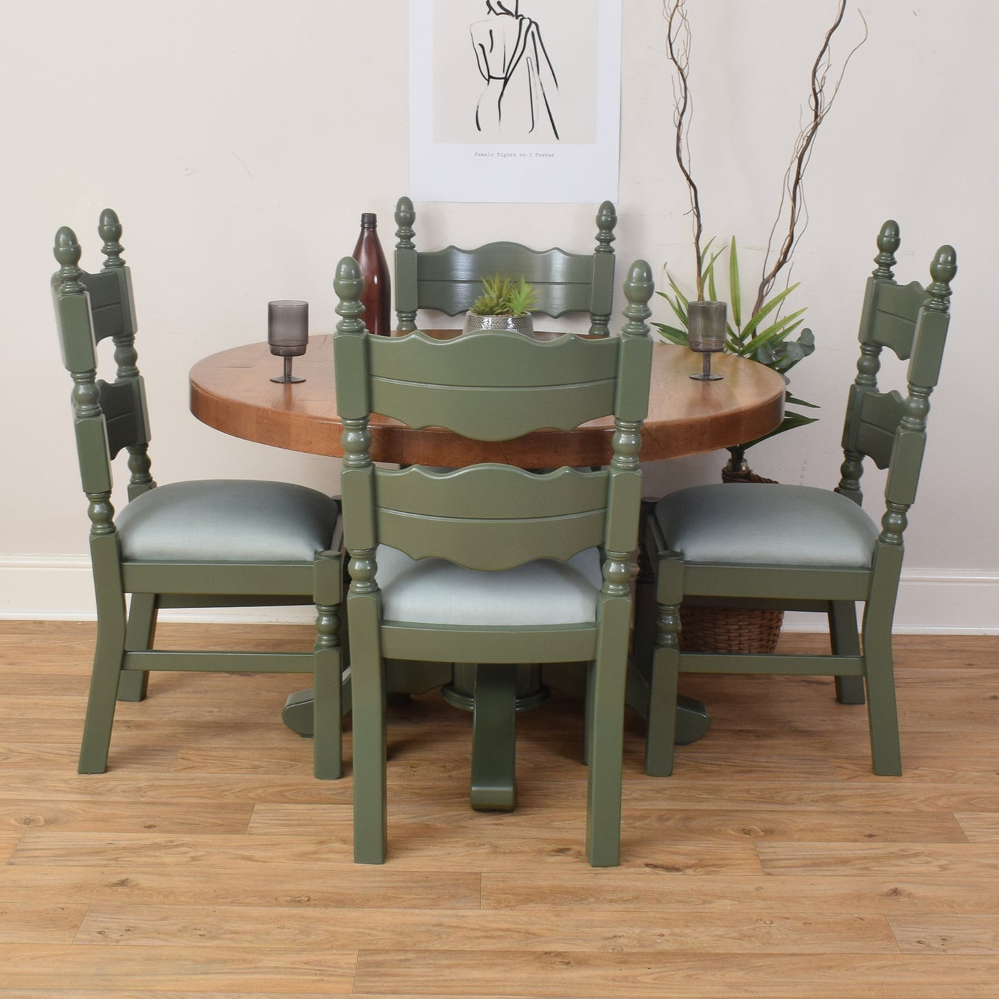 Painted Oak Table And Four Chairs
