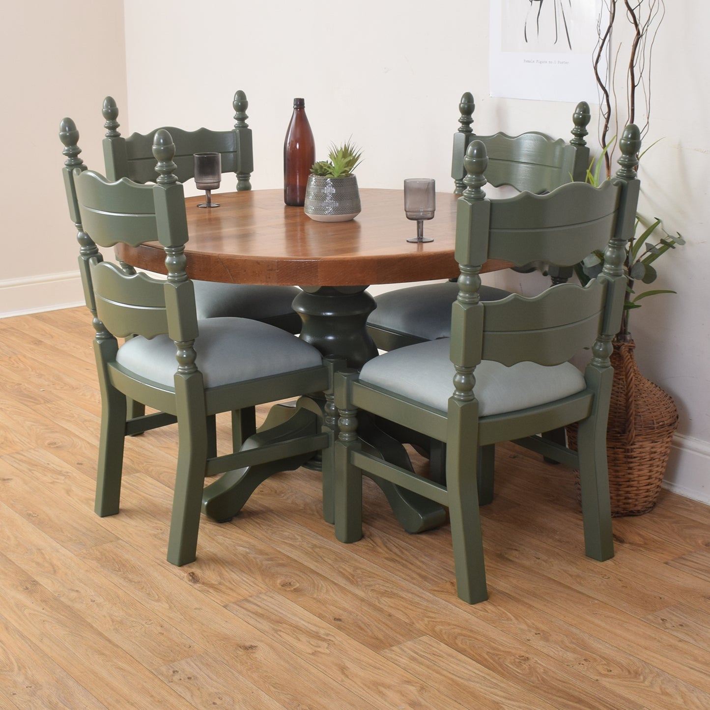 Painted Oak Table And Four Chairs
