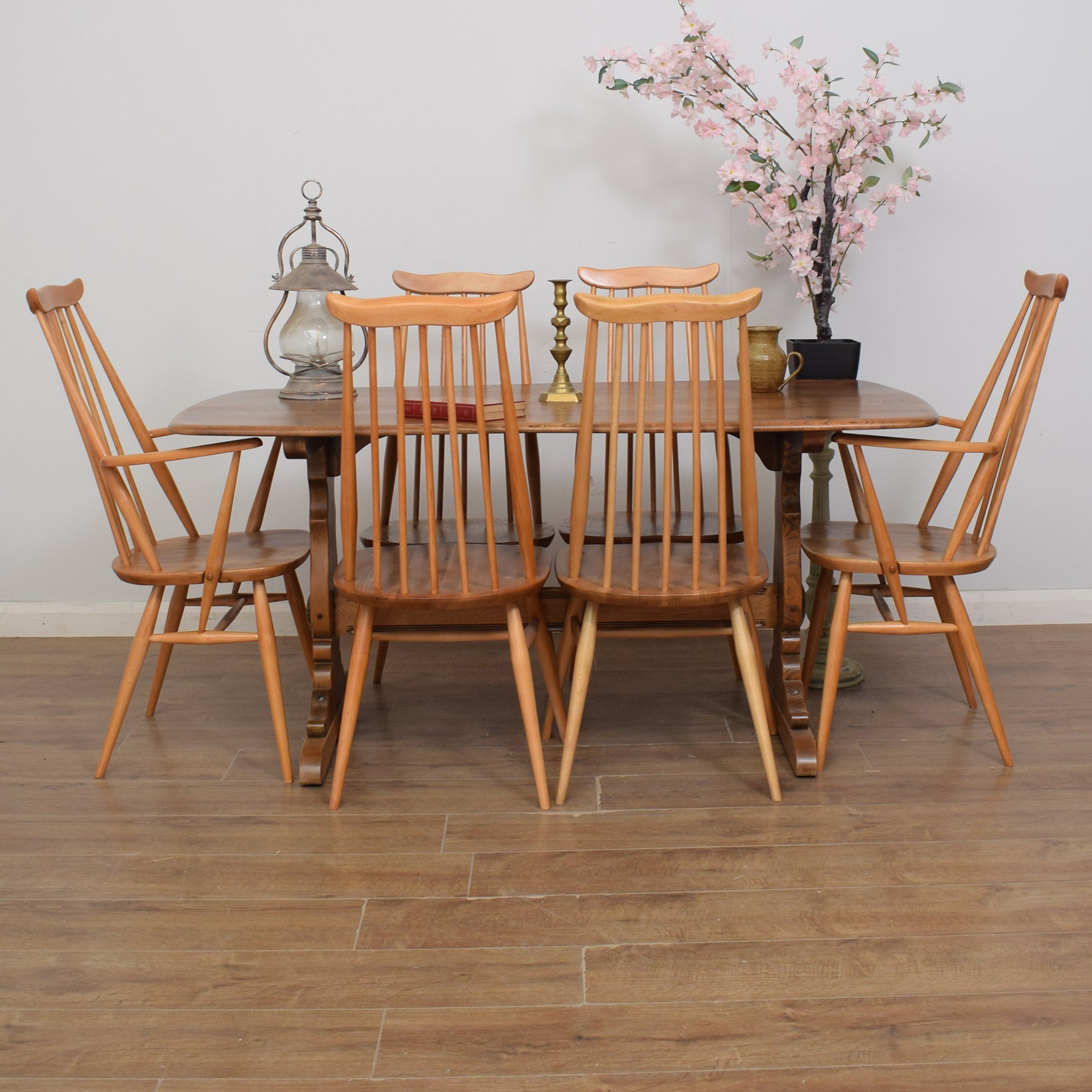 Midcentury Ercol Ercol 1970s Dining Table And Chairs Mid-Century