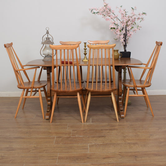 Ercol Refectory Table and Six 'Goldsmith' Chairs