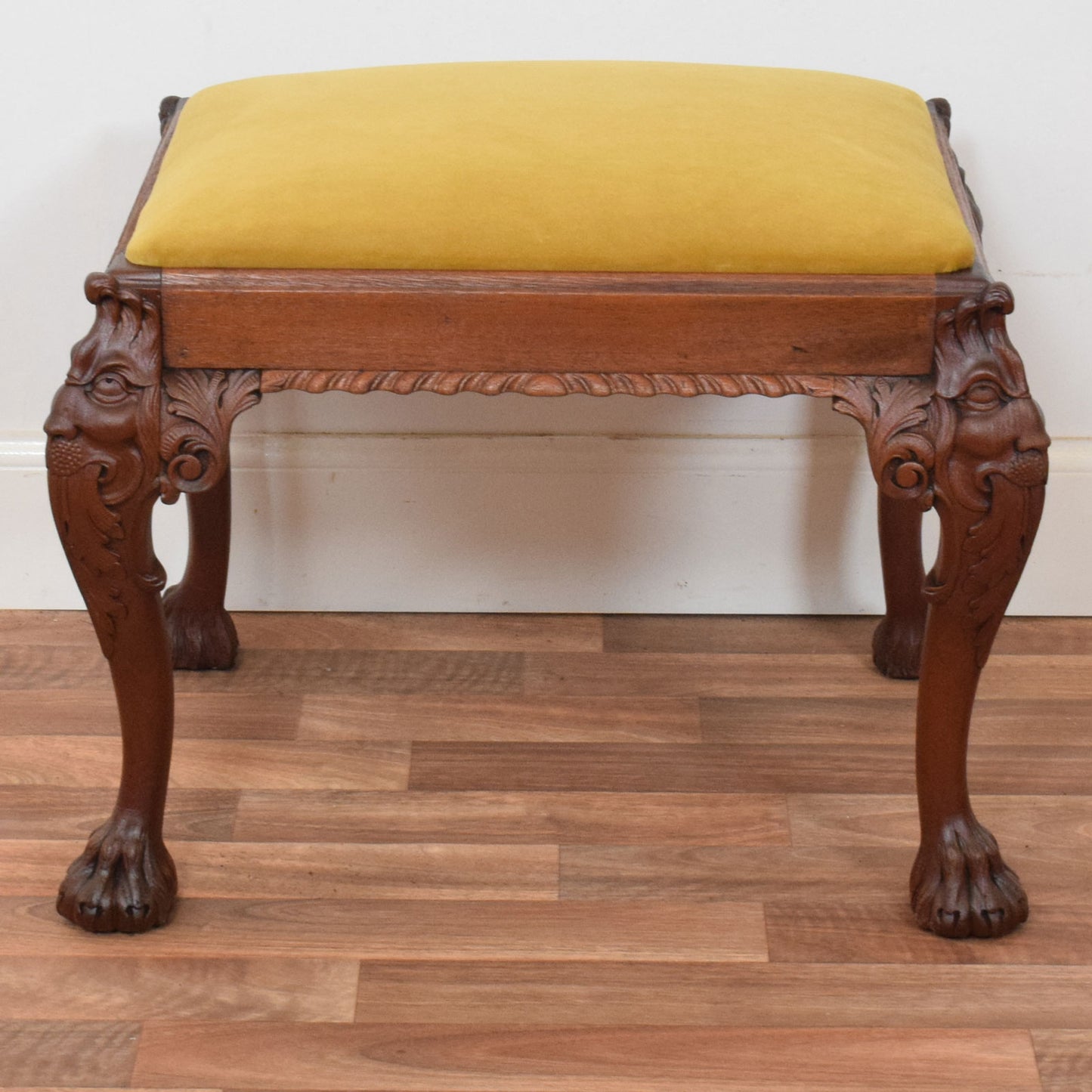 Carved Mahogany Piano Stool