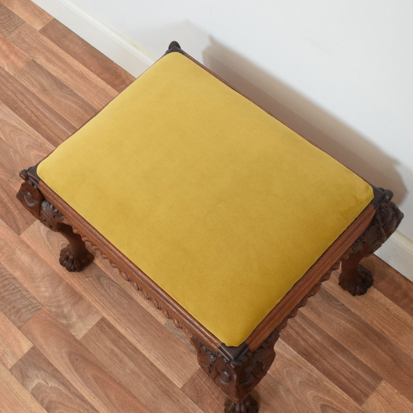 Carved Mahogany Piano Stool