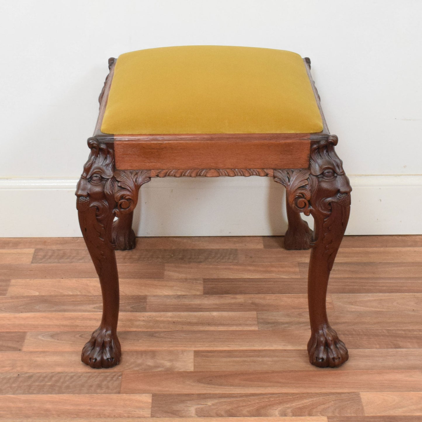 Carved Mahogany Piano Stool