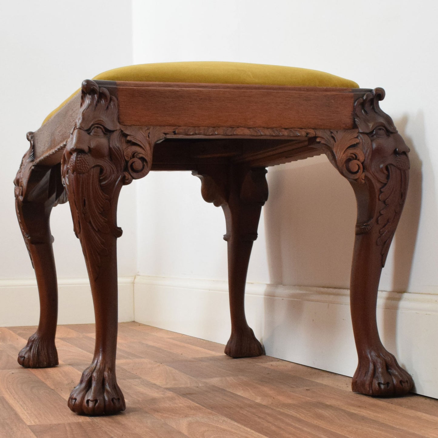Carved Mahogany Piano Stool