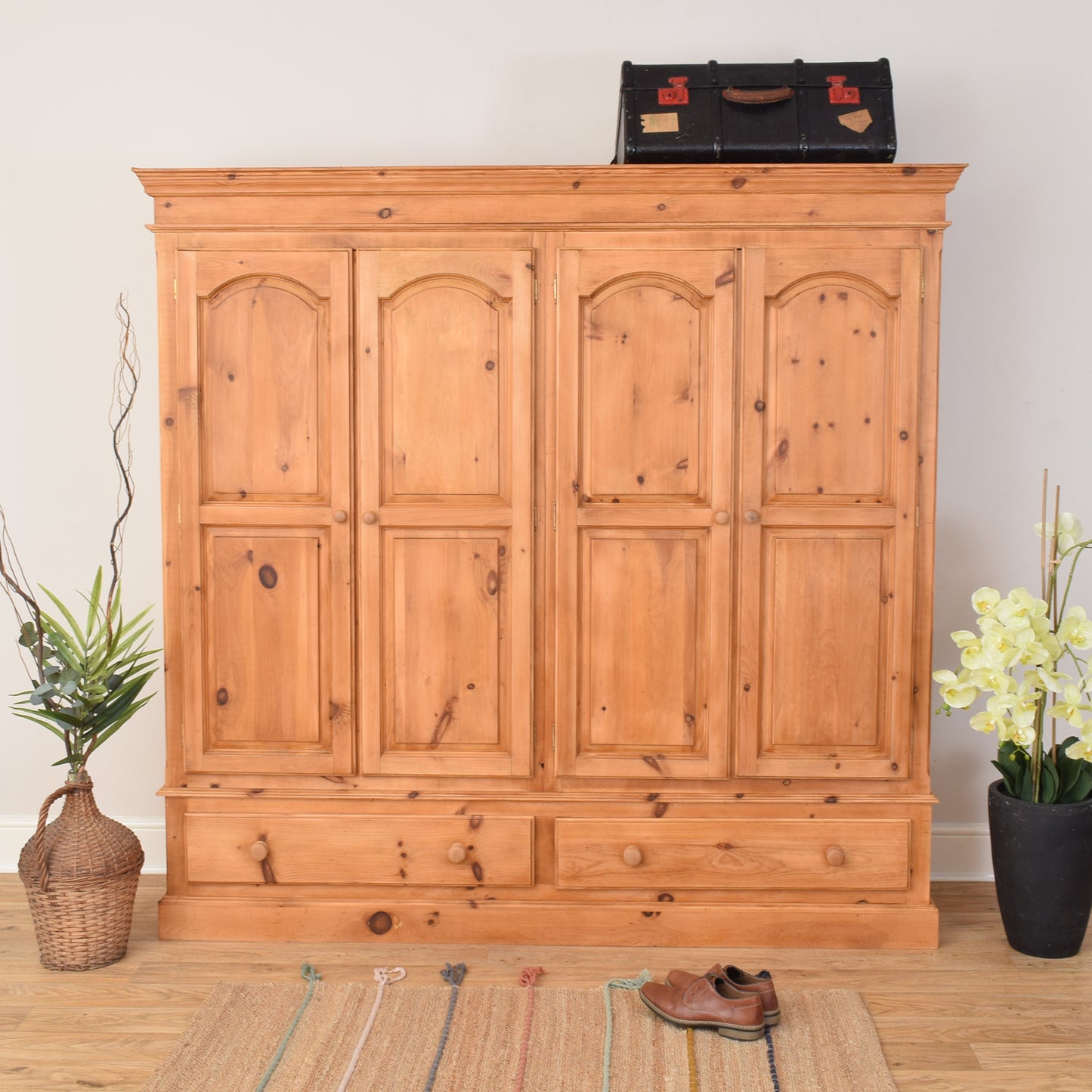 Four Door Pine Wardrobe