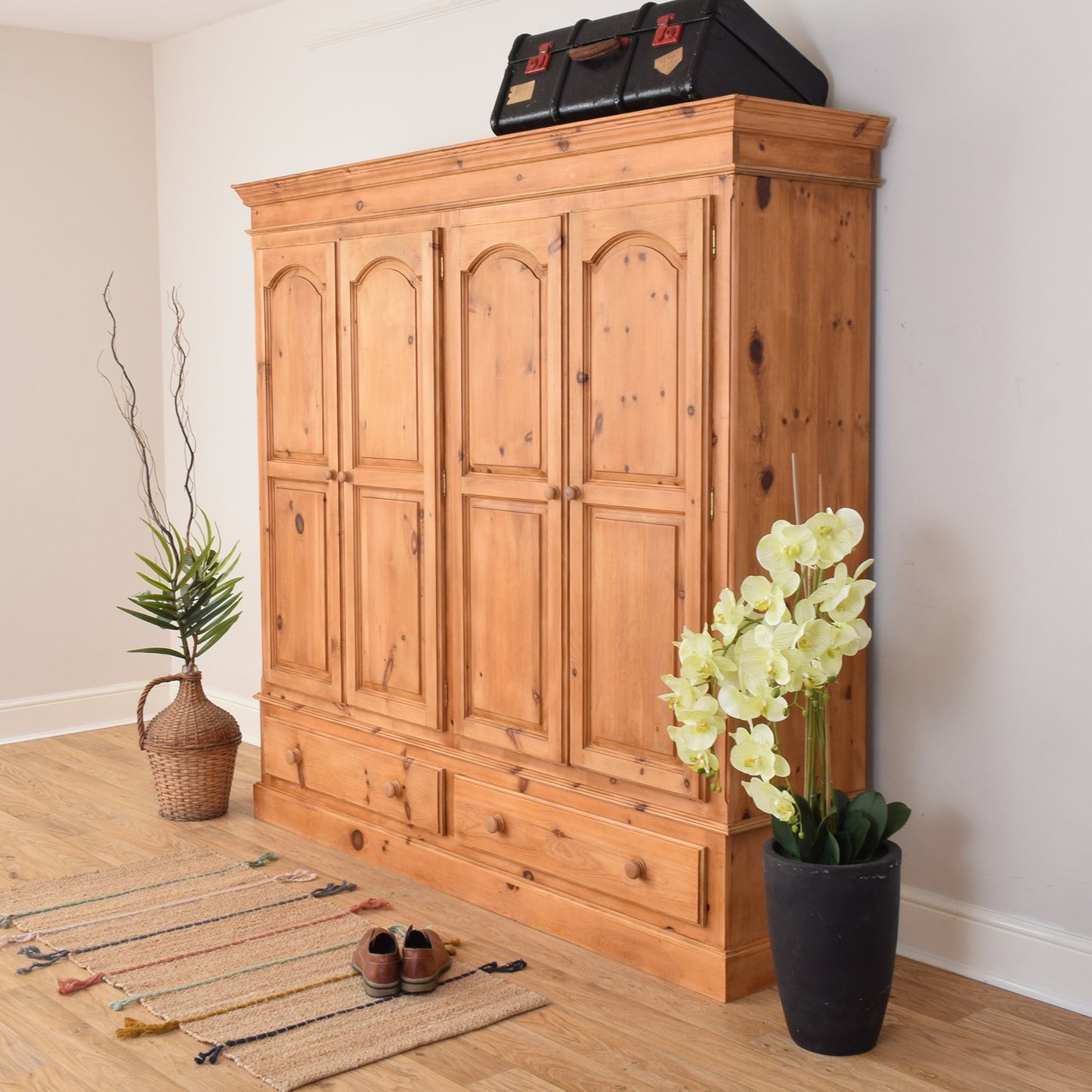 Four Door Pine Wardrobe