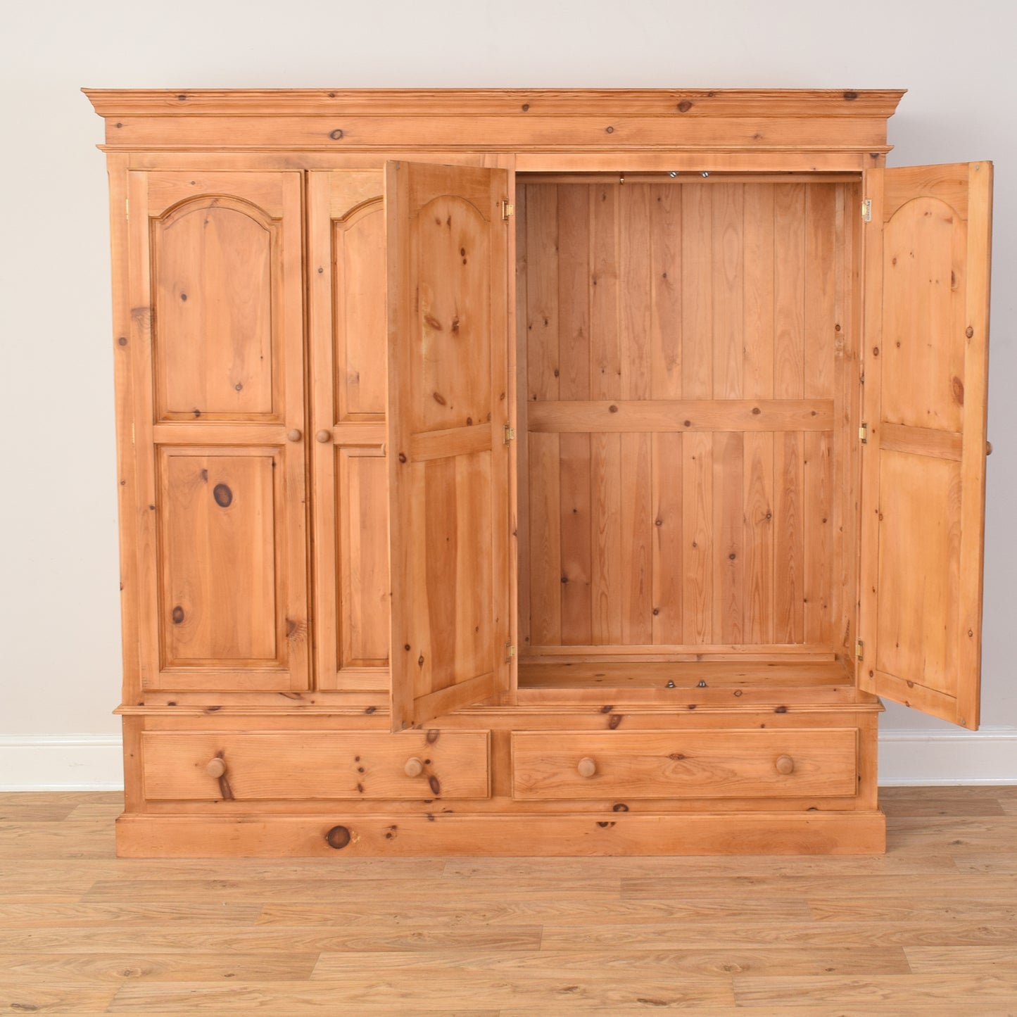Four Door Pine Wardrobe