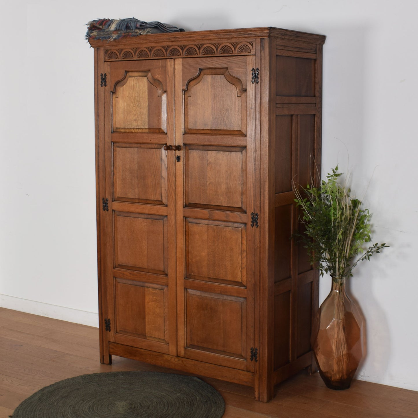 Vintage Oak Double Wardrobe