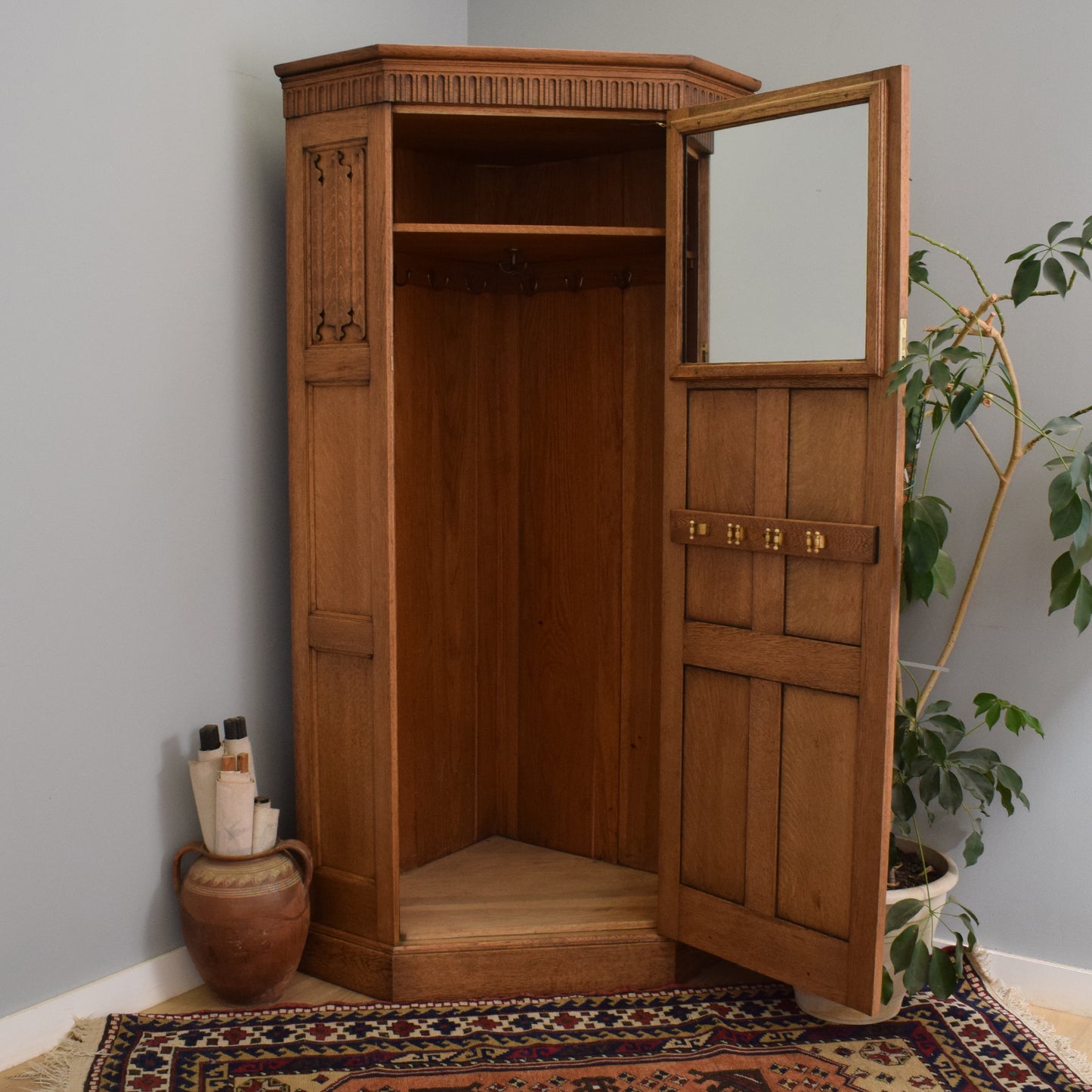 Solid Oak Corner Wardrobe