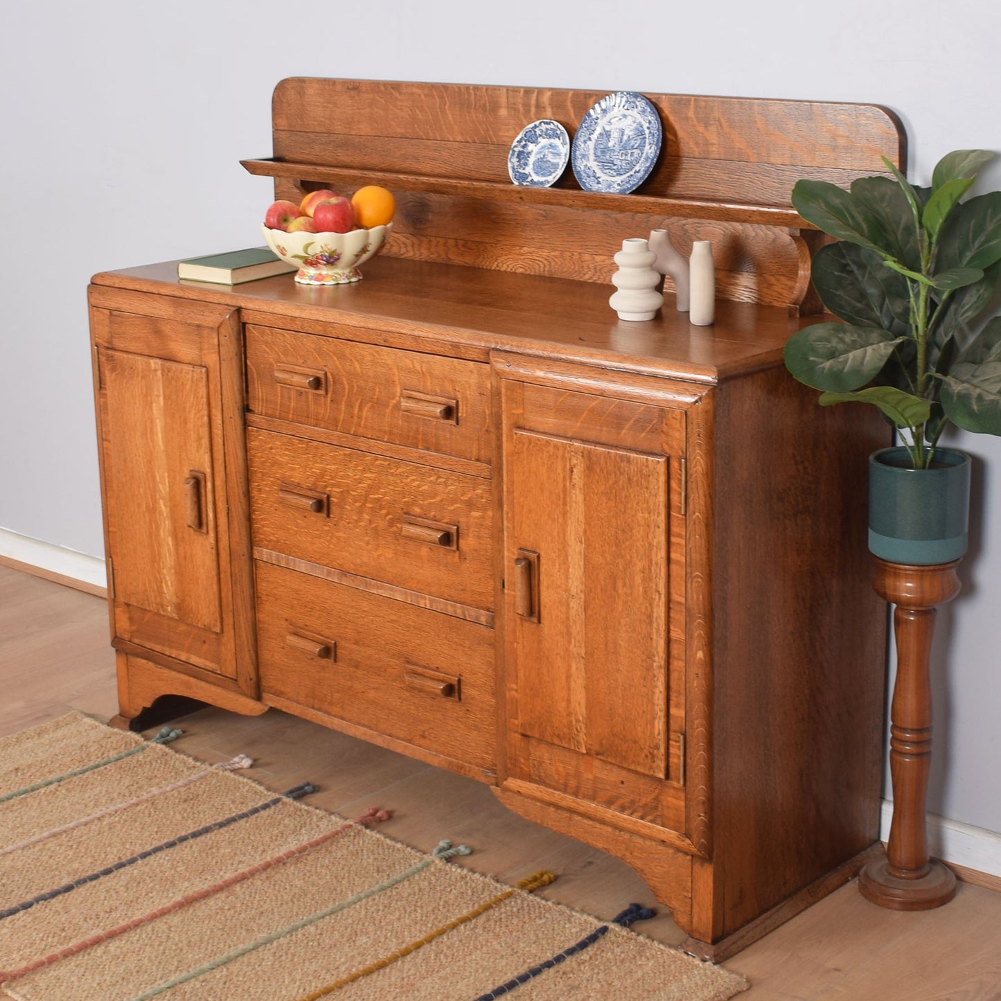 Oak Raised-Back Sideboard