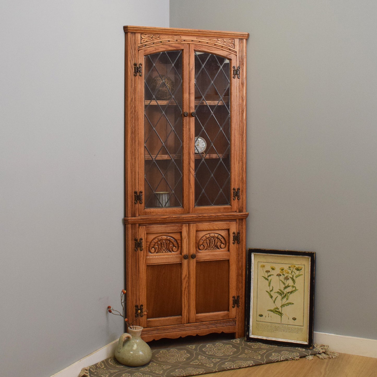 Refinished Oak Corner Unit