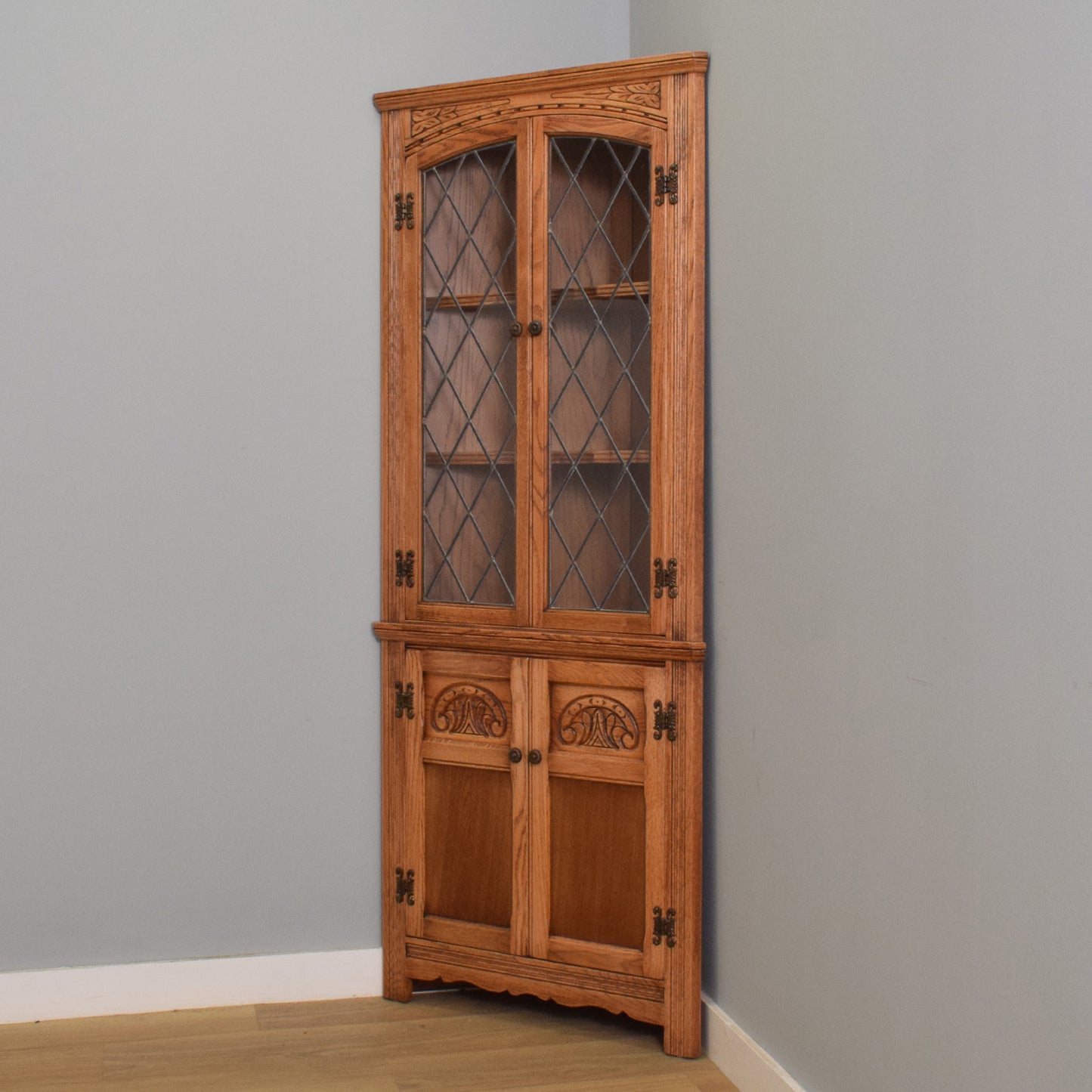 Refinished Oak Corner Unit