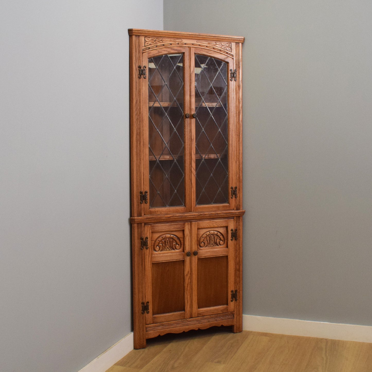 Refinished Oak Corner Unit