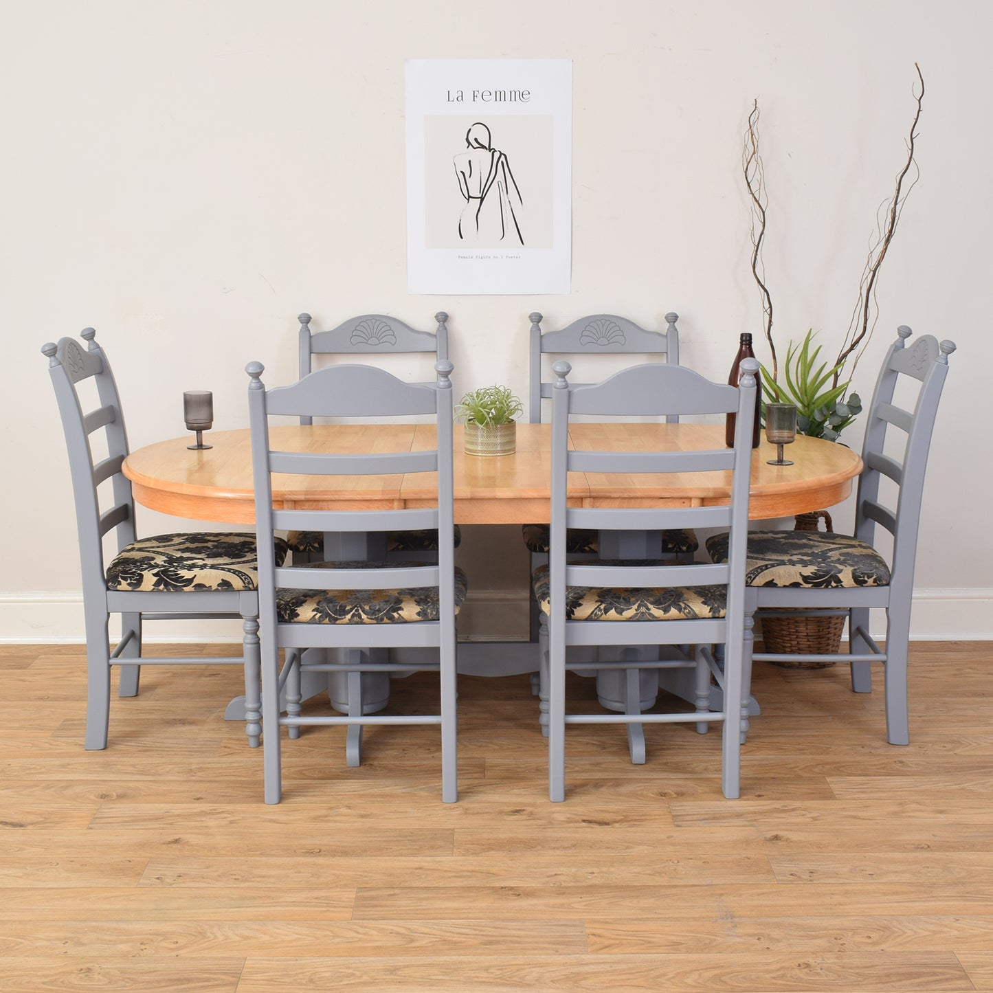 Painted Table And Six Chairs Chairs