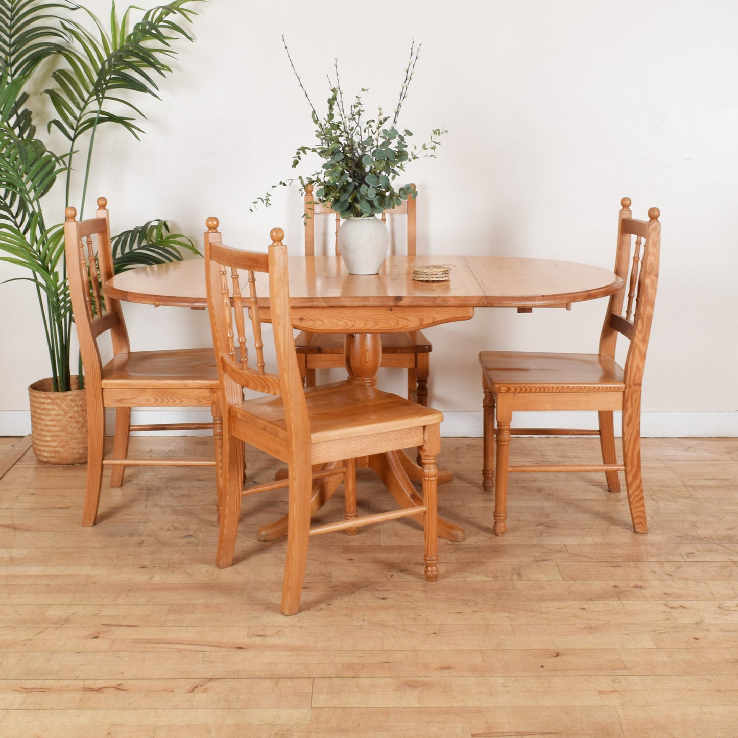 Rustic Pine Table and Four Chairs