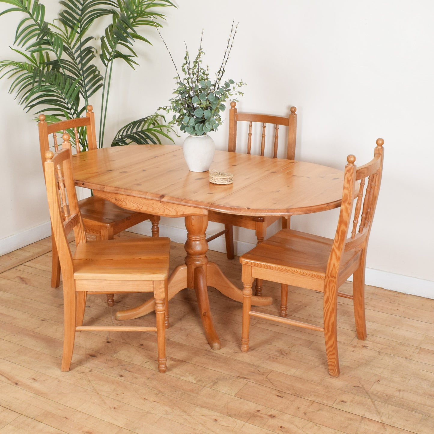 Rustic Pine Table and Four Chairs