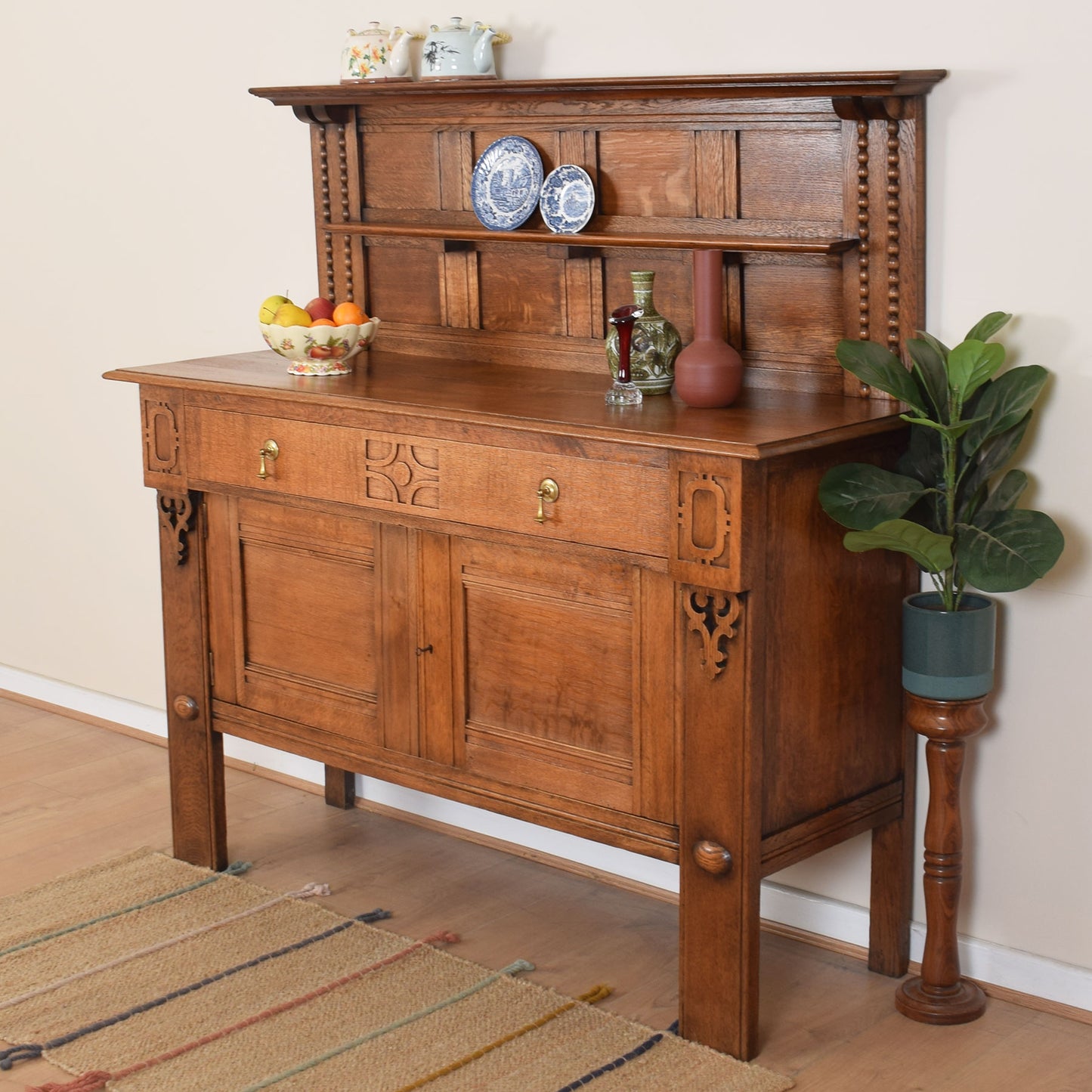 Arts & Crafts Sideboard with Dresser Back