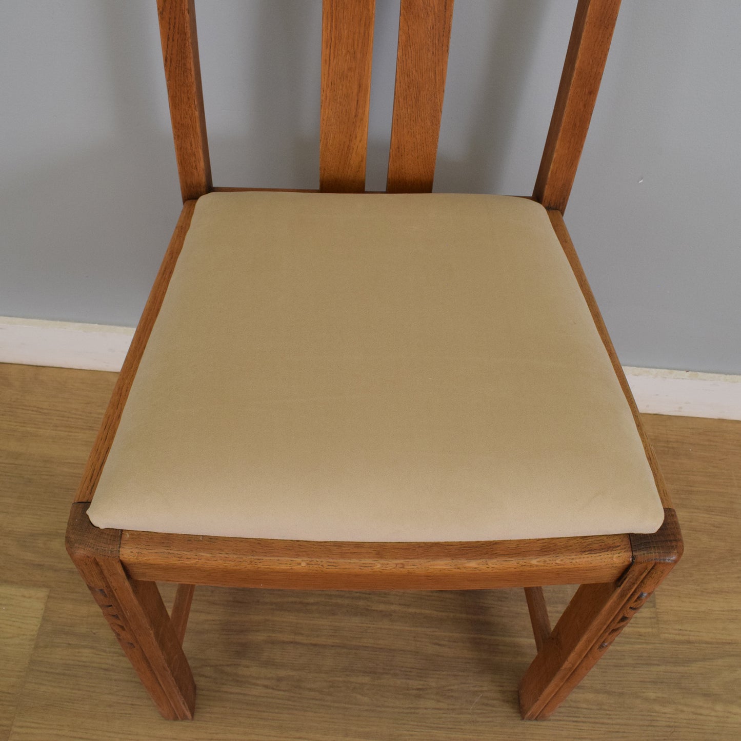 Restored Oak Draw-Leaf Dining Table and Four Chairs