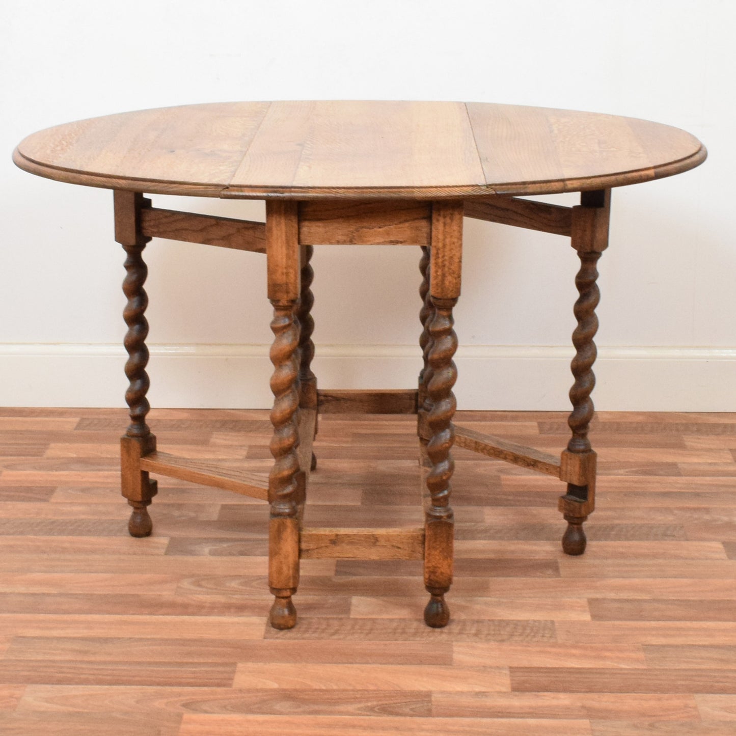 Barley Twist Drop Leaf Table and Two Chairs