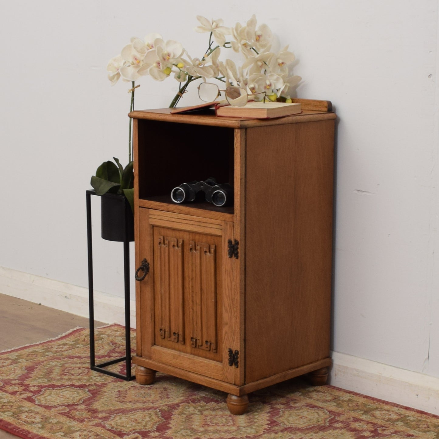 Oak Linenfold Bedside