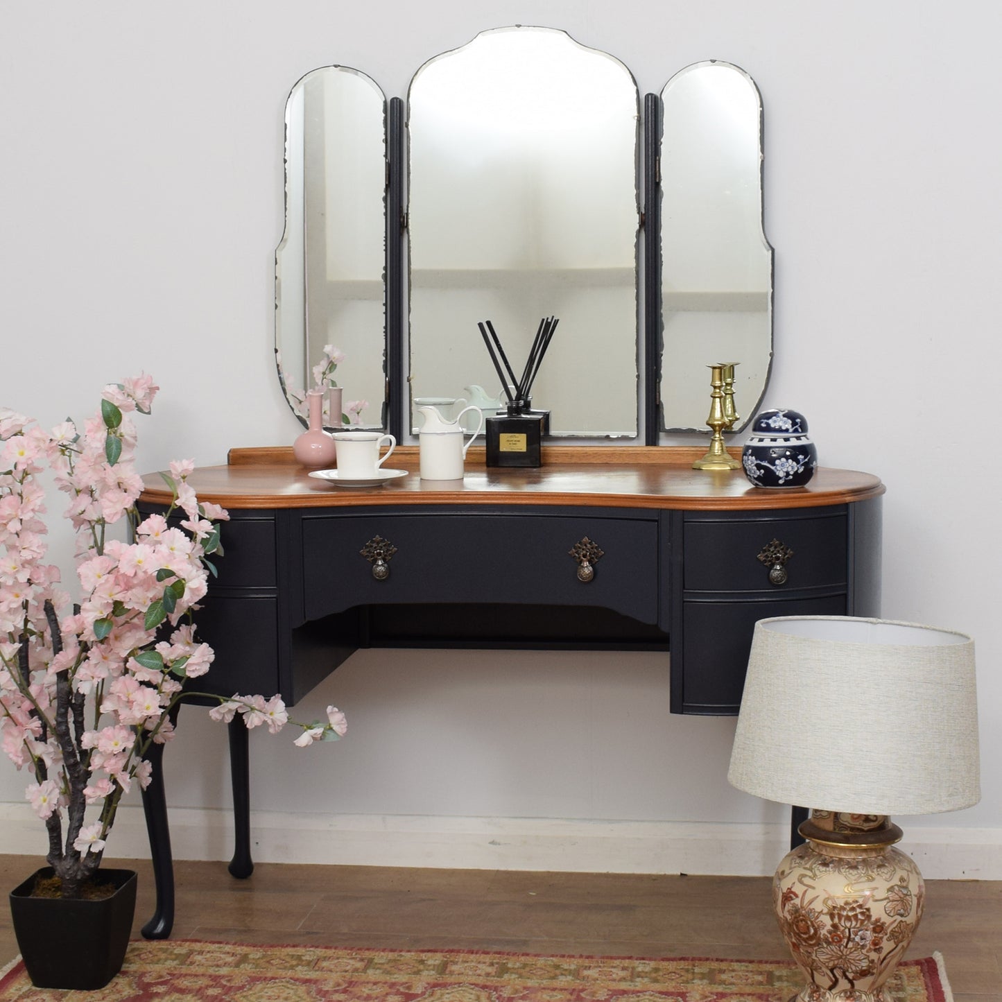 Painted Walnut Veneer Dressing Table